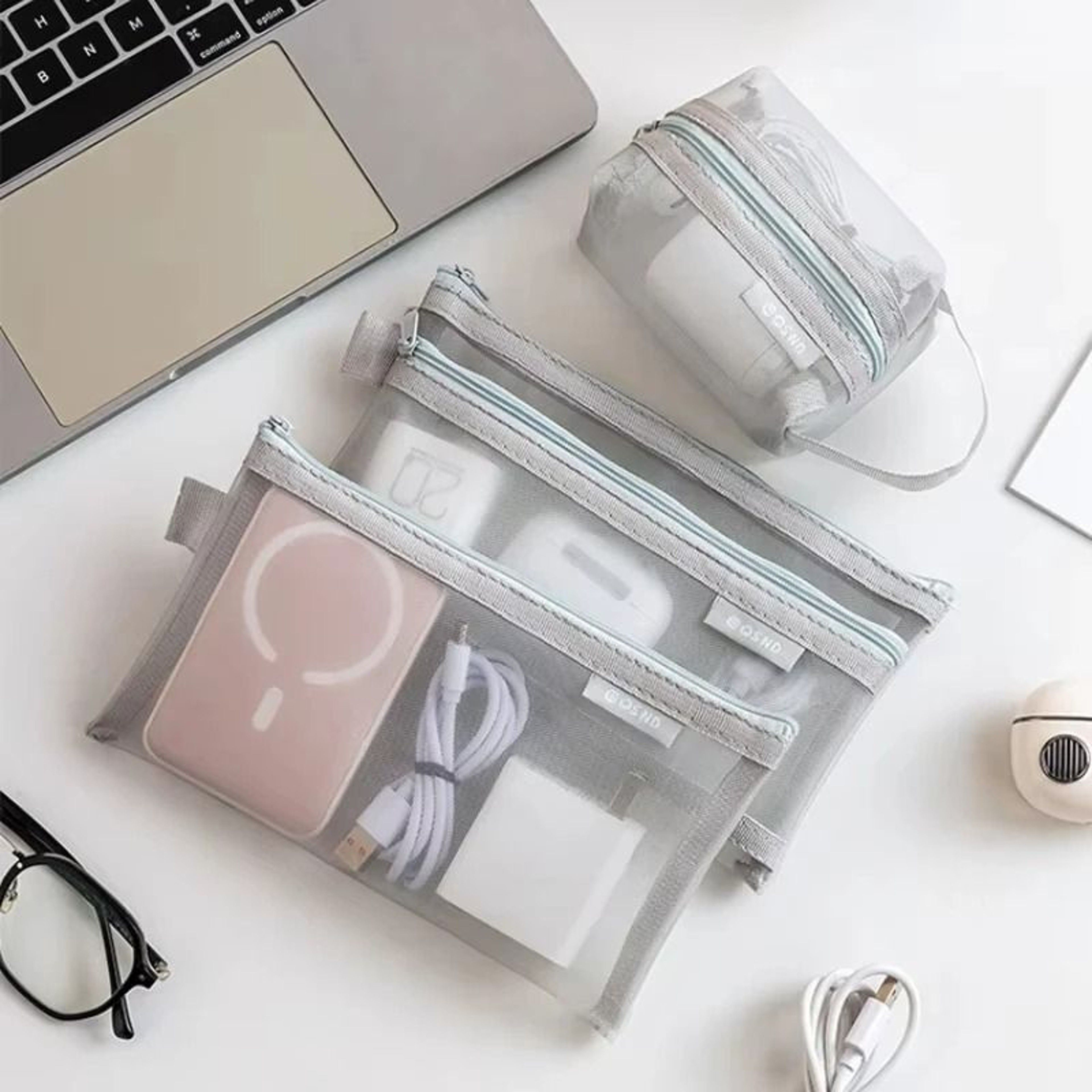 6 Piece Transparent Mesh Storage Pouch Set For Coins Cards And Cosmetics 5