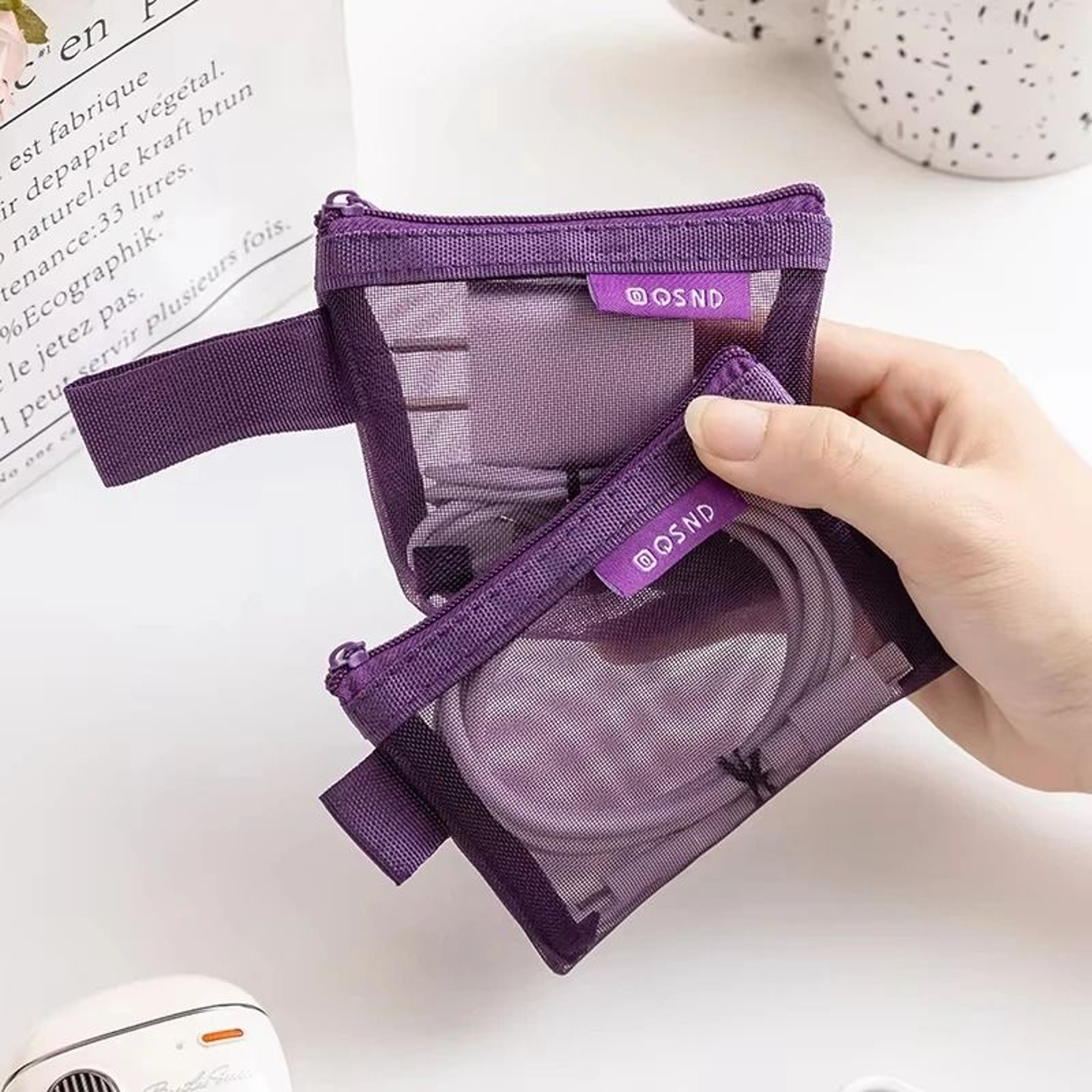 6 Piece Transparent Mesh Storage Pouch Set For Coins Cards And Cosmetics 4