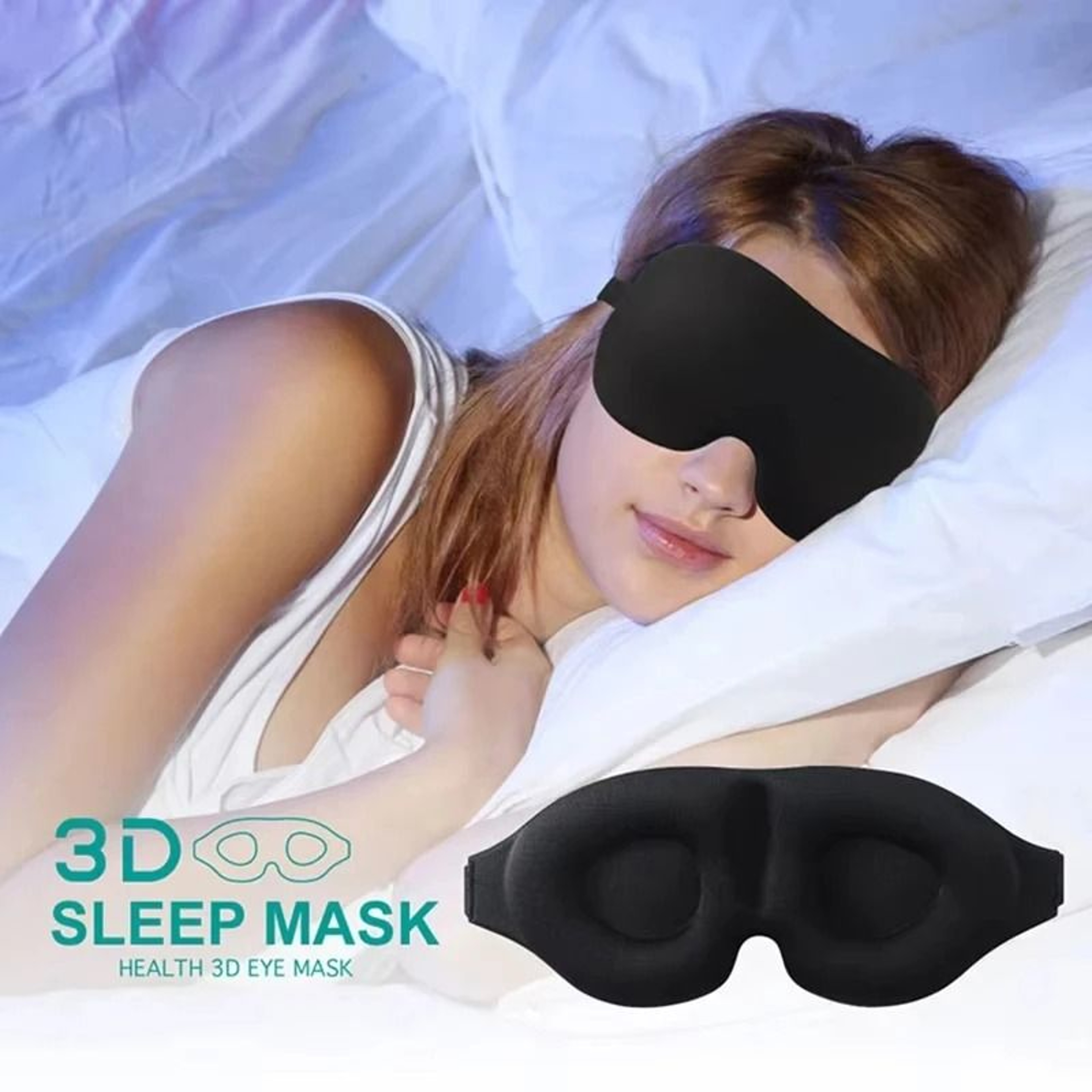 3D Contoured Sponge LightBlocking Sleep Eye Mask With Adjustable Velcro Strap 4