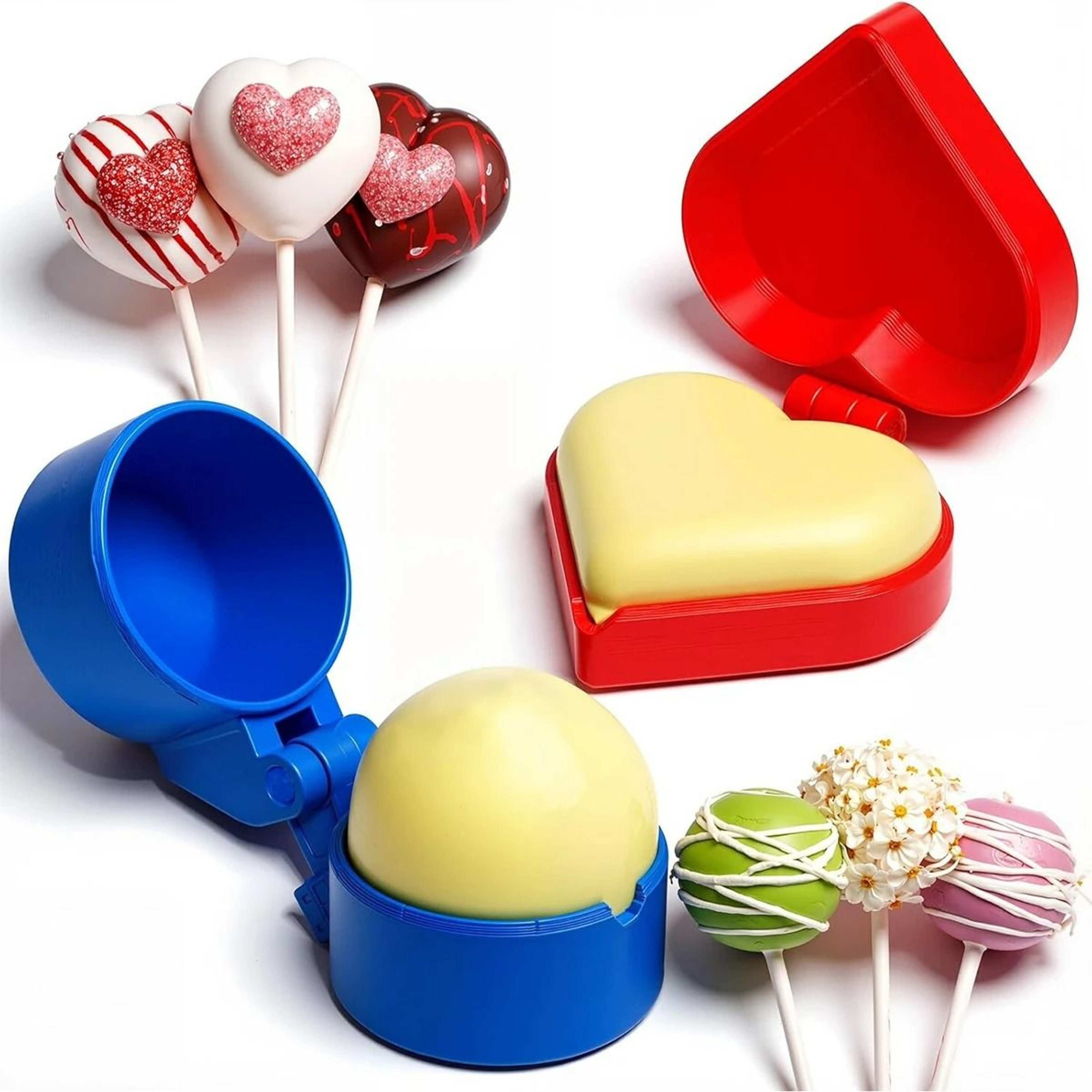 Round And HeartShaped Silicone Cake Pop Molds And Baking Tools Set 0