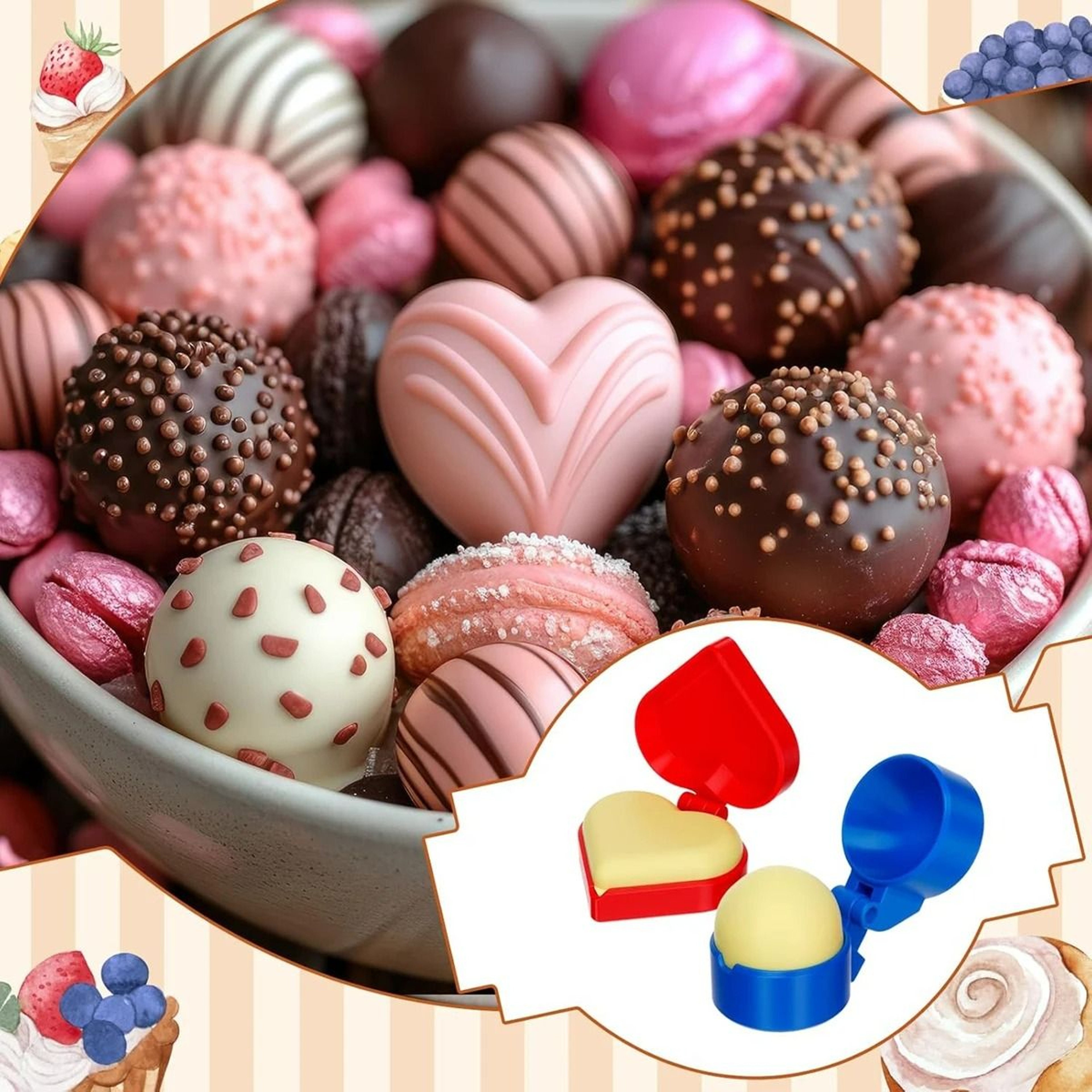 Round And HeartShaped Silicone Cake Pop Molds And Baking Tools Set 2