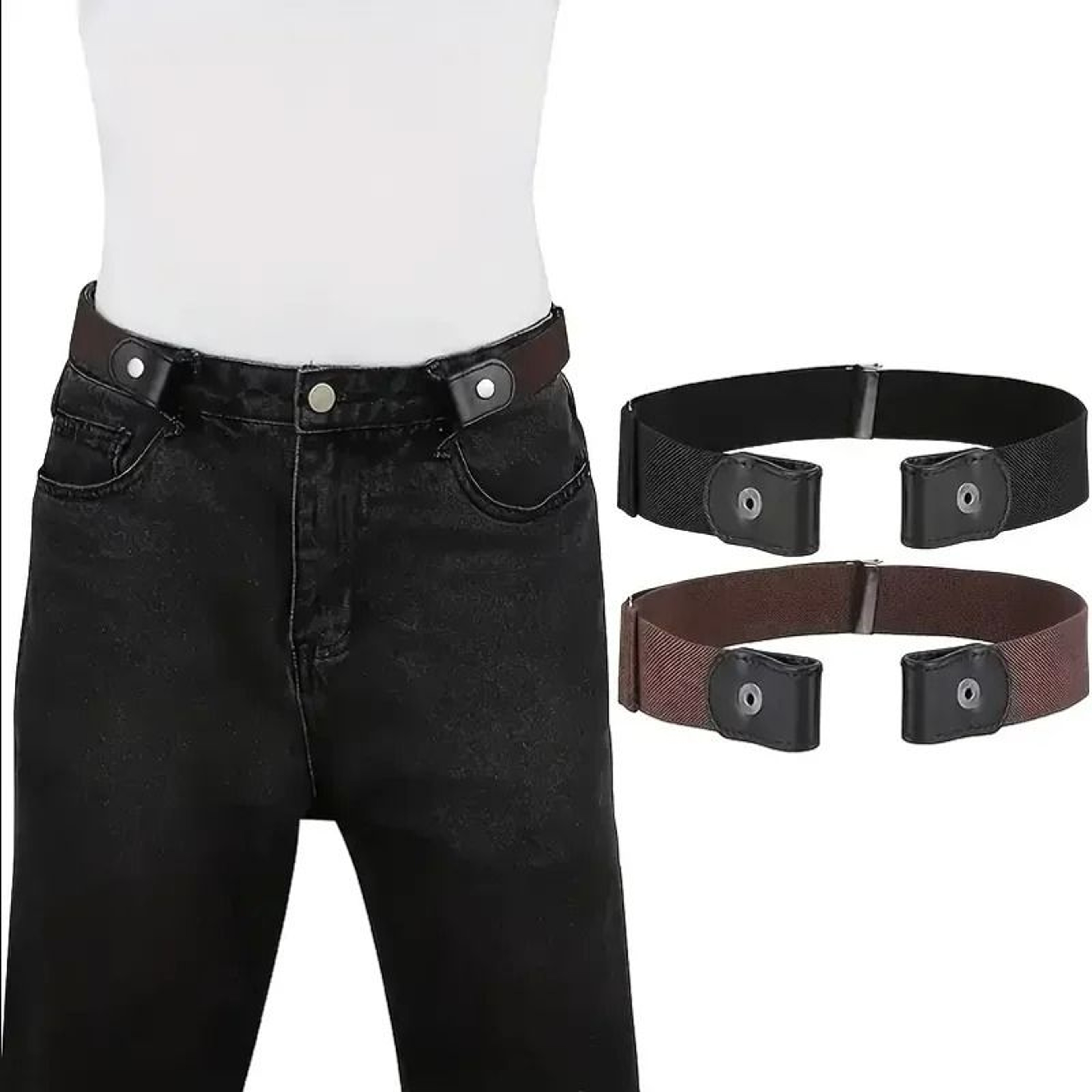 1Piece Traceless Invisible Elastic BuckleFree Belt For Jeans And Pants 4