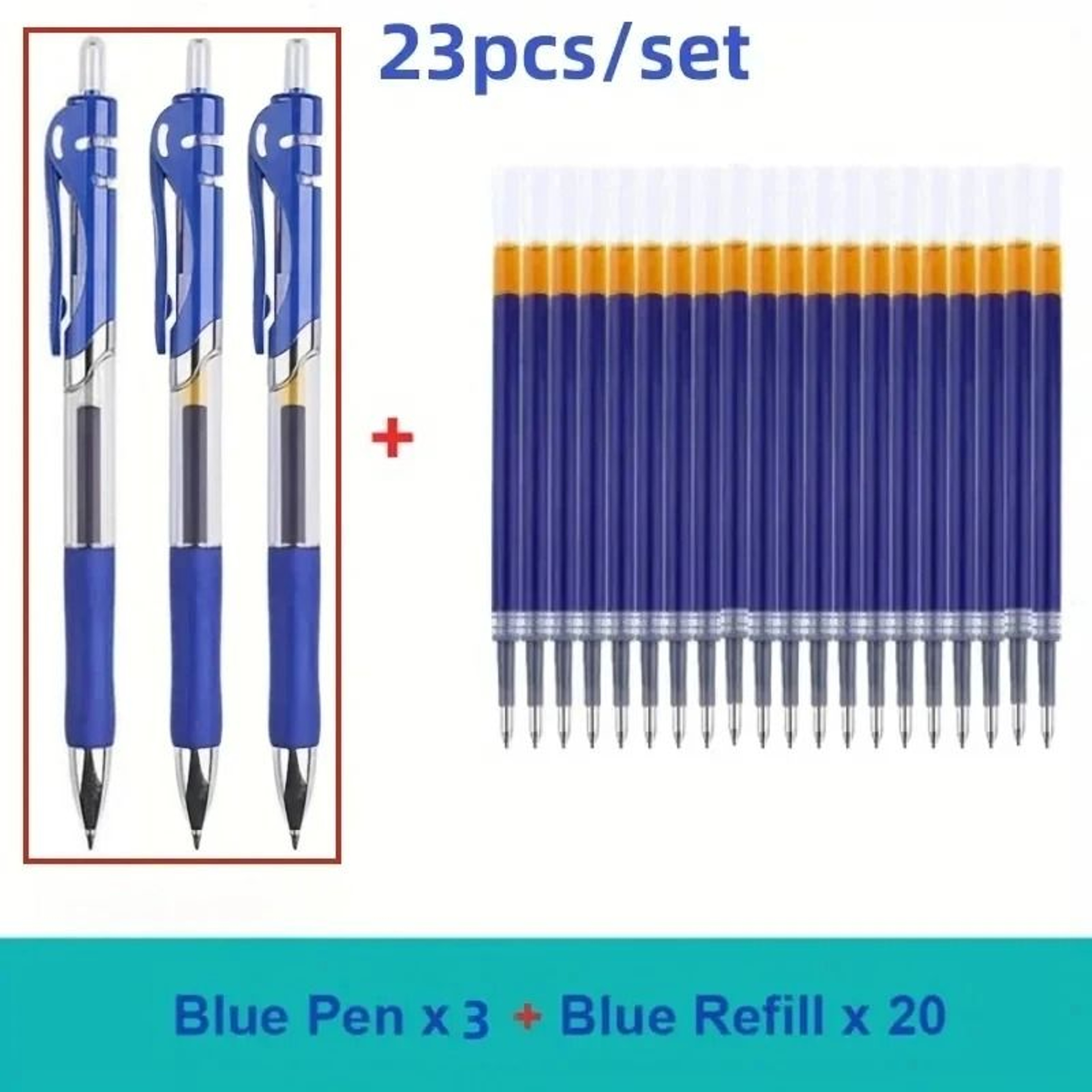 23Piece Retractable Ballpoint Pen Set With Large Capacity 05 Mm Replaceable Refills 7