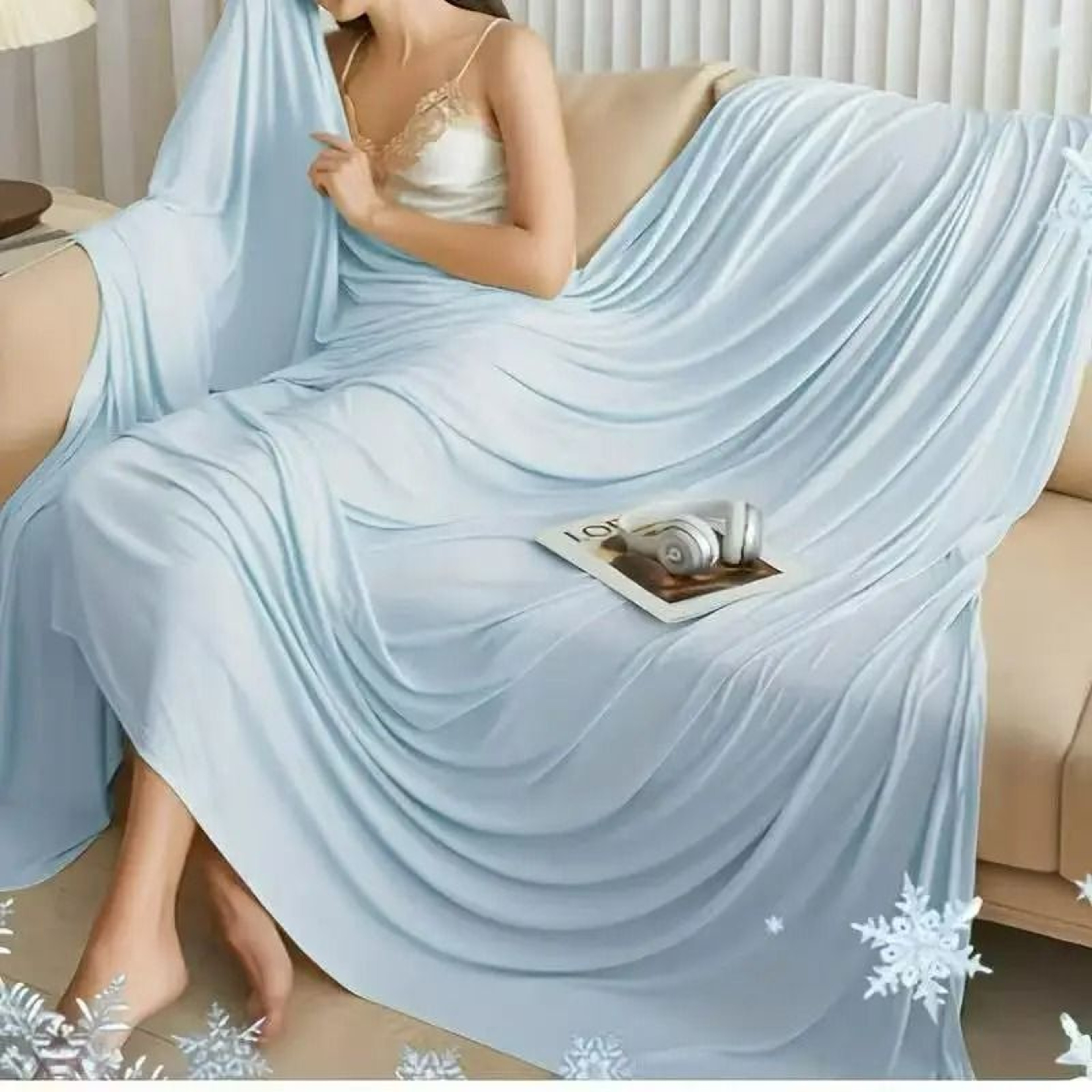 Summer Ice Silk Cooling Bed Blanket Lightweight Breathable Air Conditioning Quilt 0