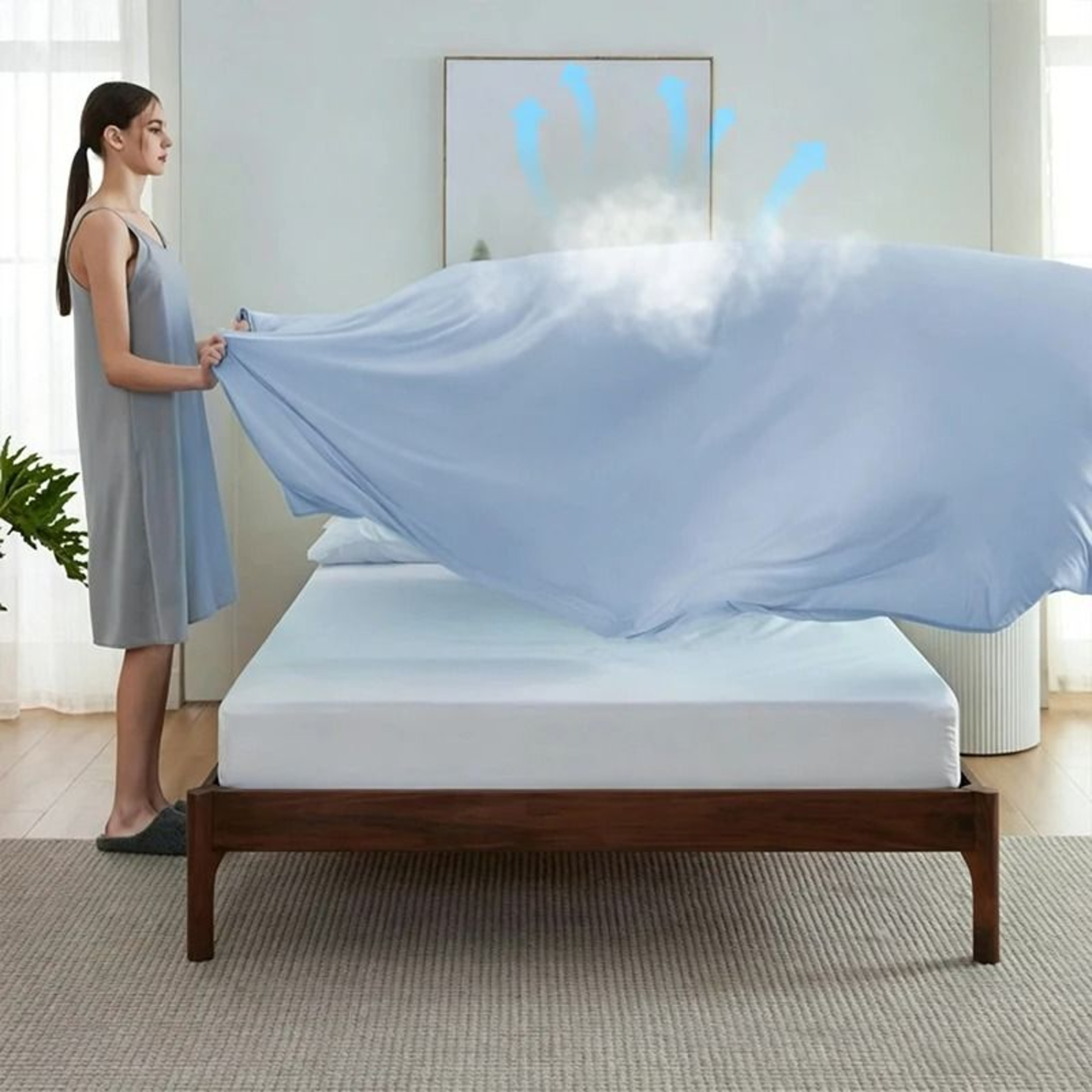 Summer Ice Silk Cooling Bed Blanket Lightweight Breathable Air Conditioning Quilt 3
