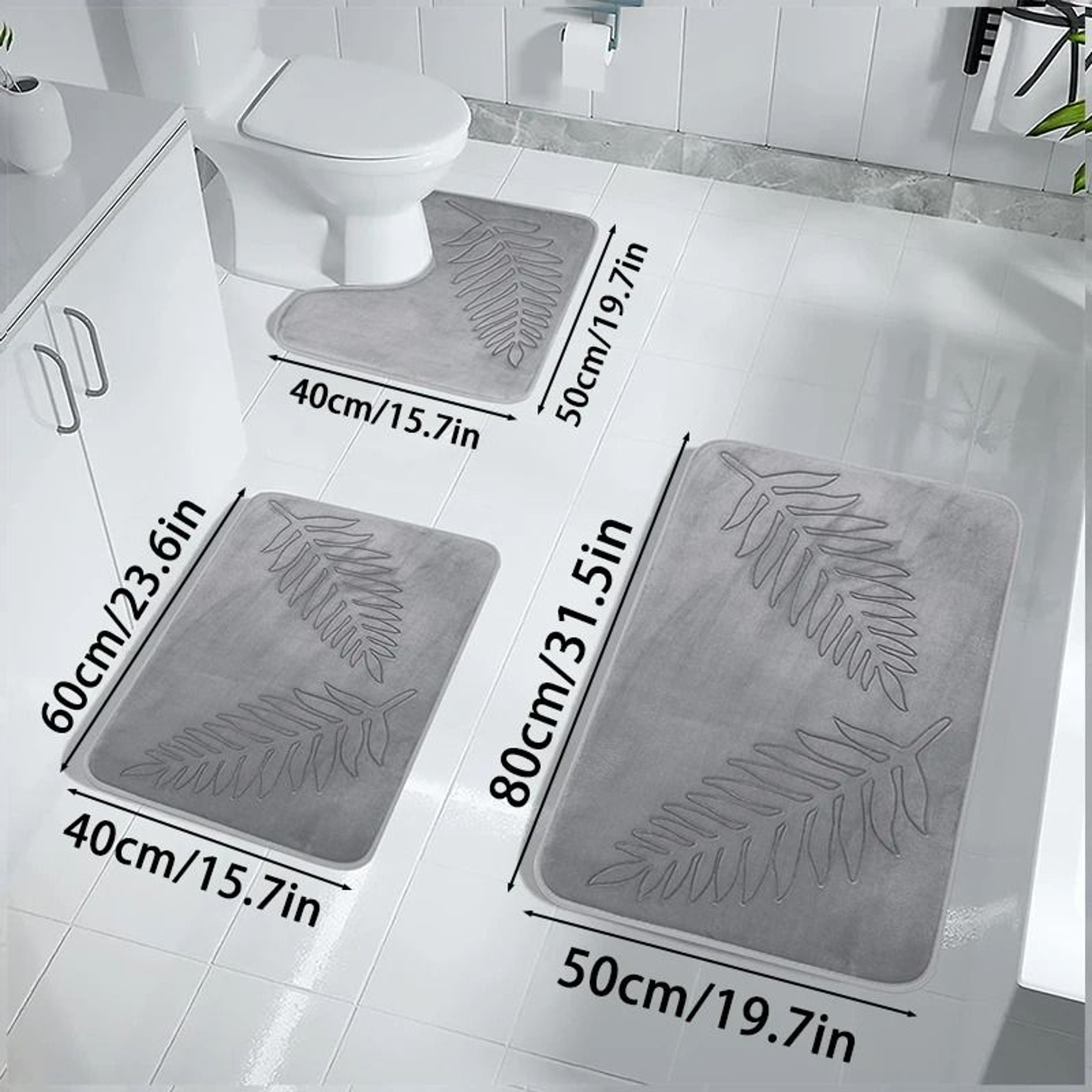 3PCS Set Nonslip Soft Quick Dry Bathroom Rugs Water Absorption Bath Mat 10