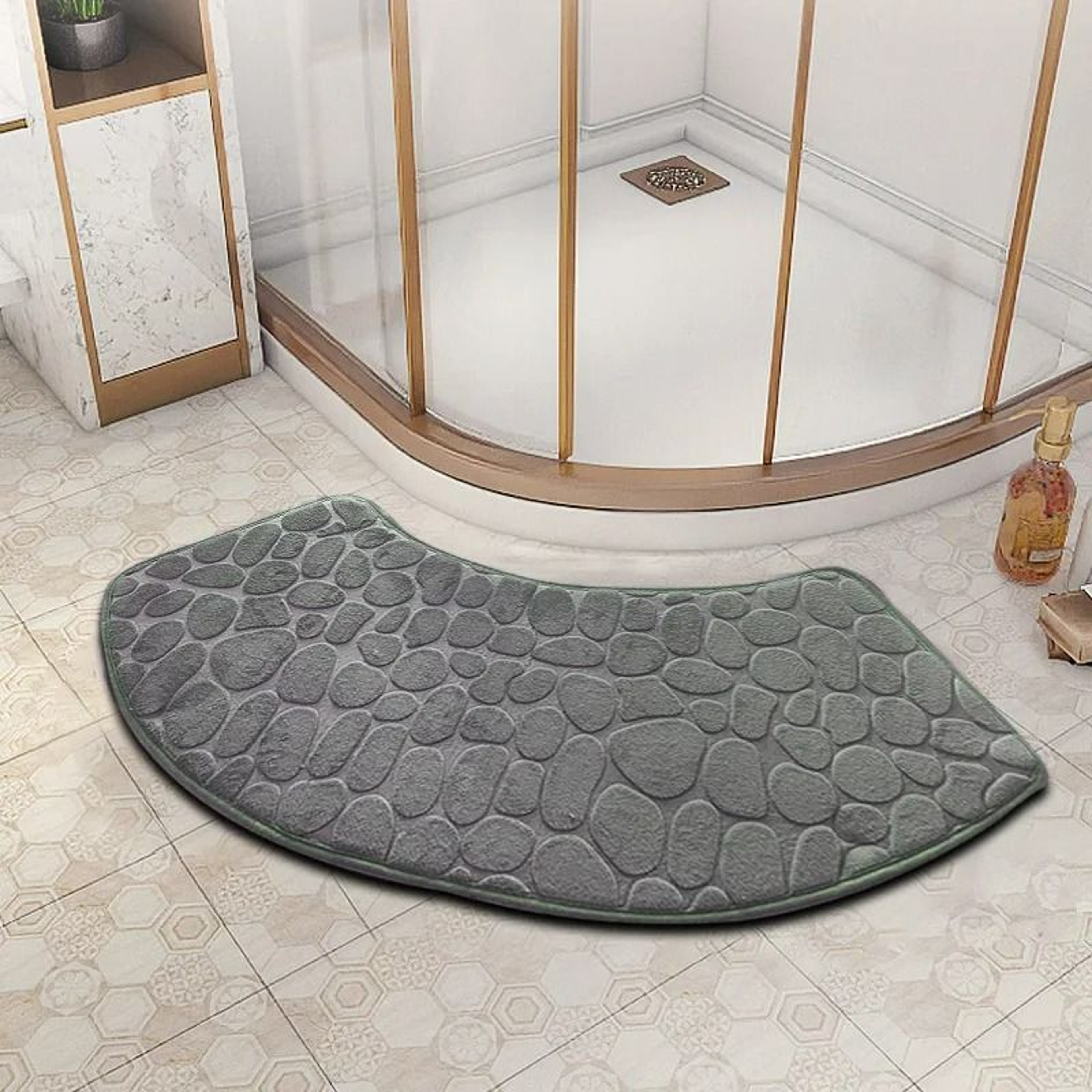 3D Cobblestone Embossed NonSlip Bathroom Velvet Mat Absorbent Doormat 10