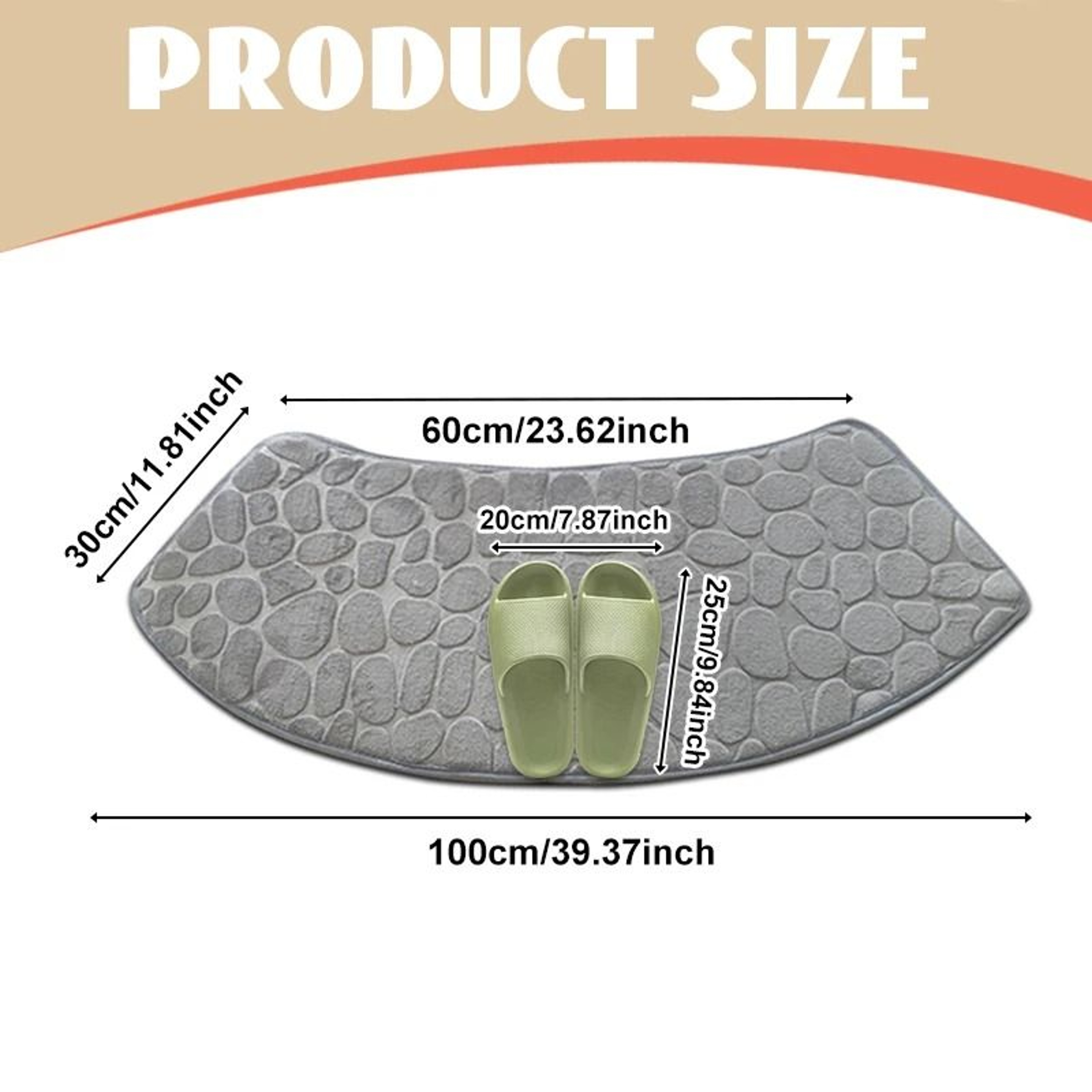 3D Cobblestone Embossed NonSlip Bathroom Velvet Mat Absorbent Doormat 1