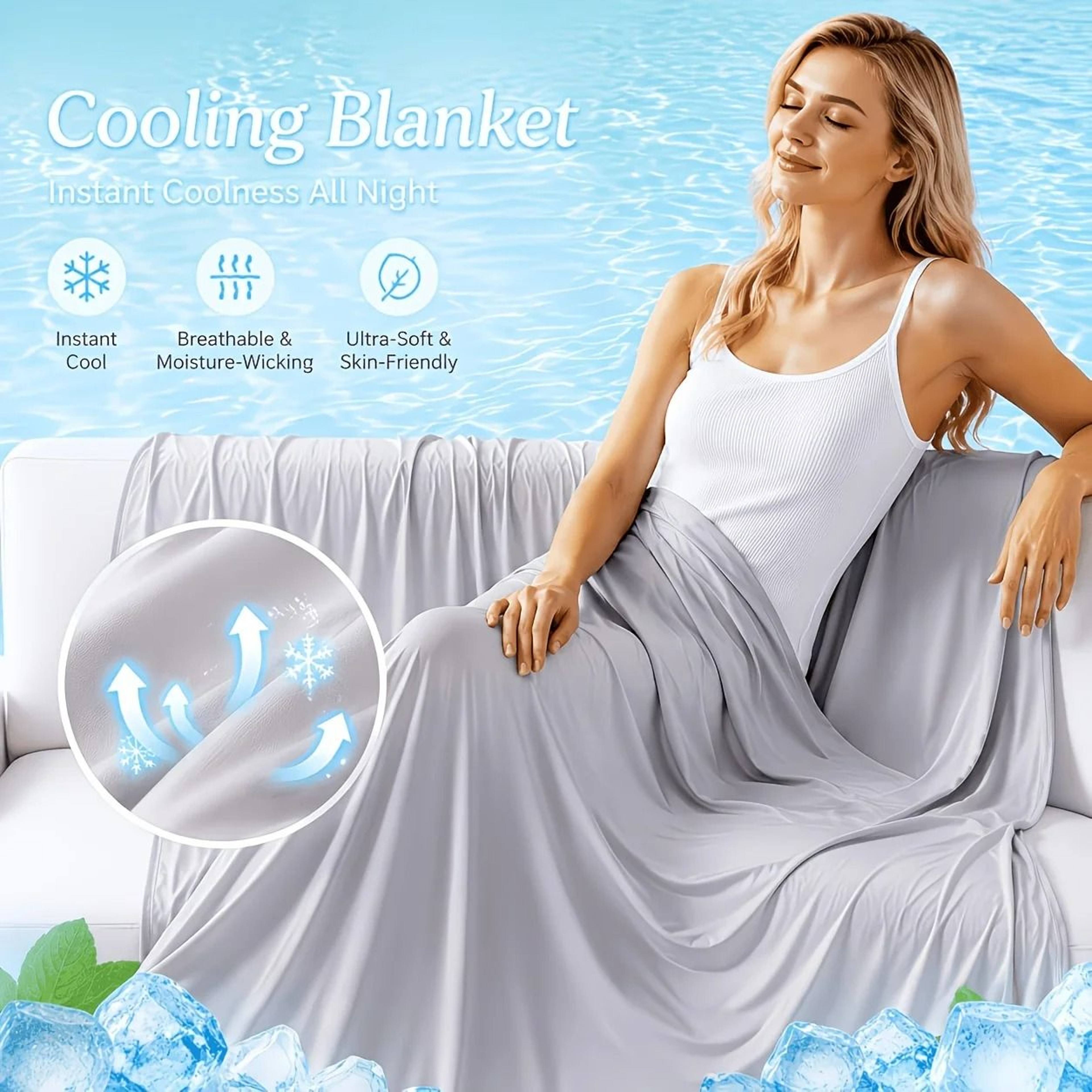 Summer Cooling Ice Silk Blanket Lightweight Breathable Air Conditioning Quilt 9