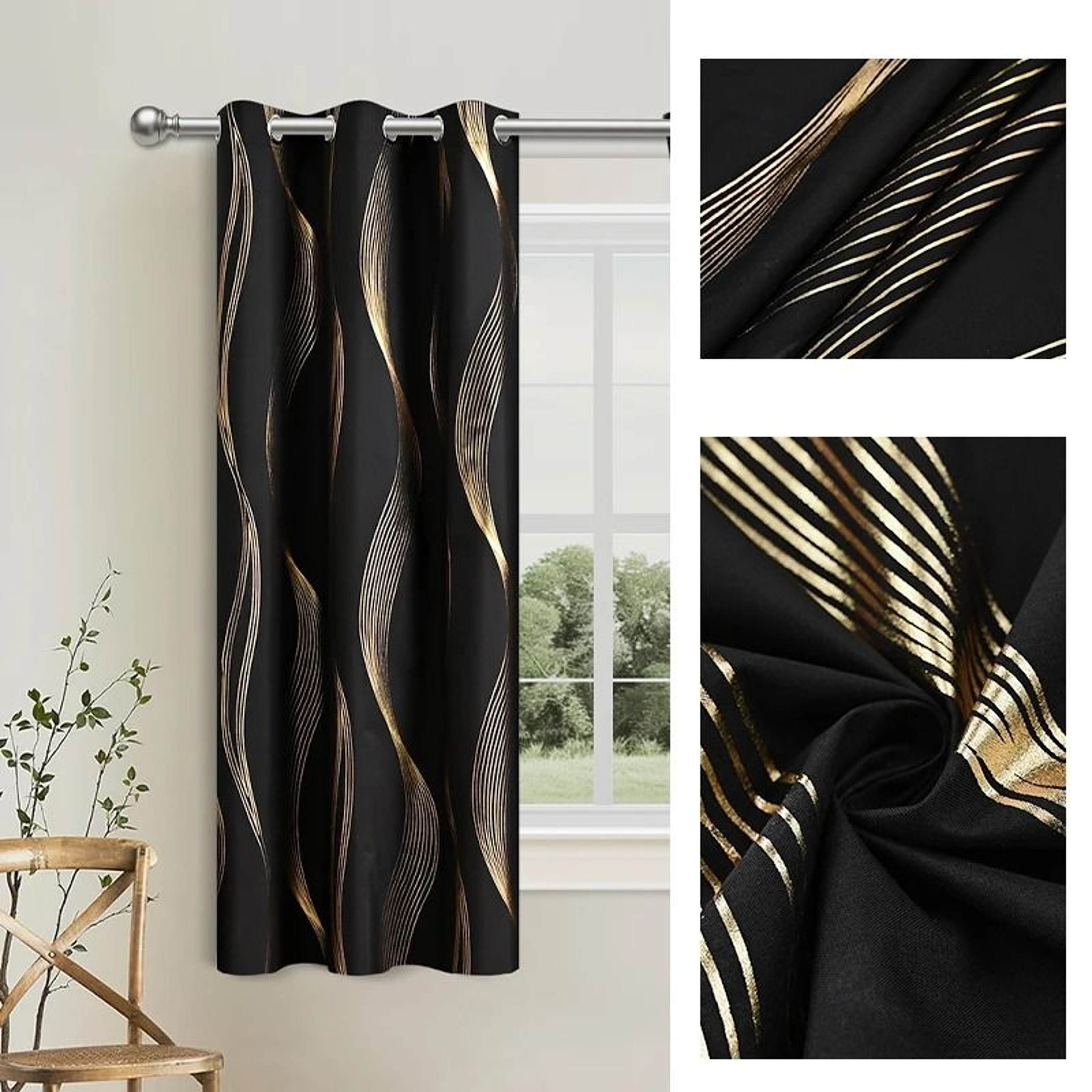 Luxury Gold Foil Printed 100 Blackout Curtain 8