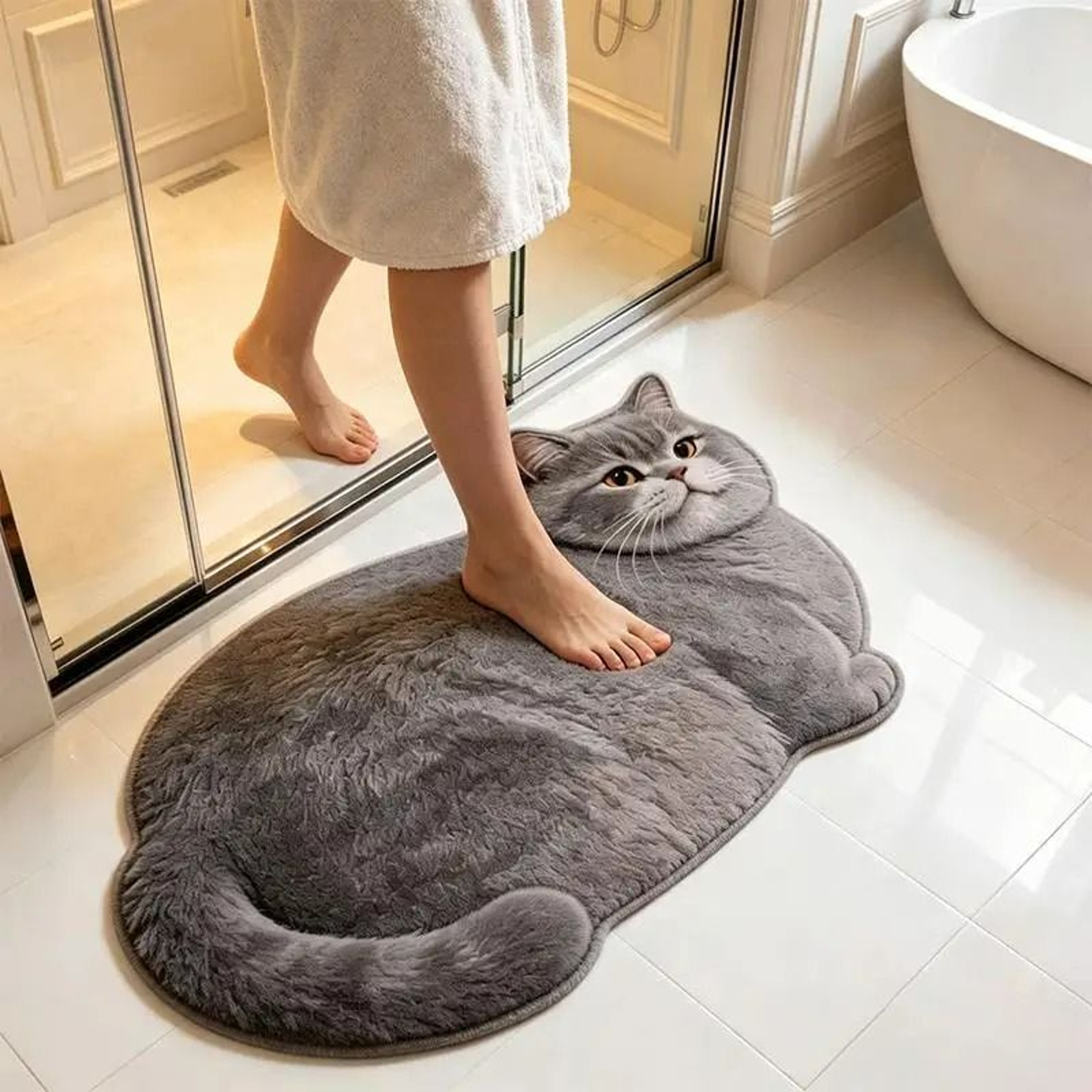 2D Cat Shaped Absorbent Diatomite Bathroom Mat 1