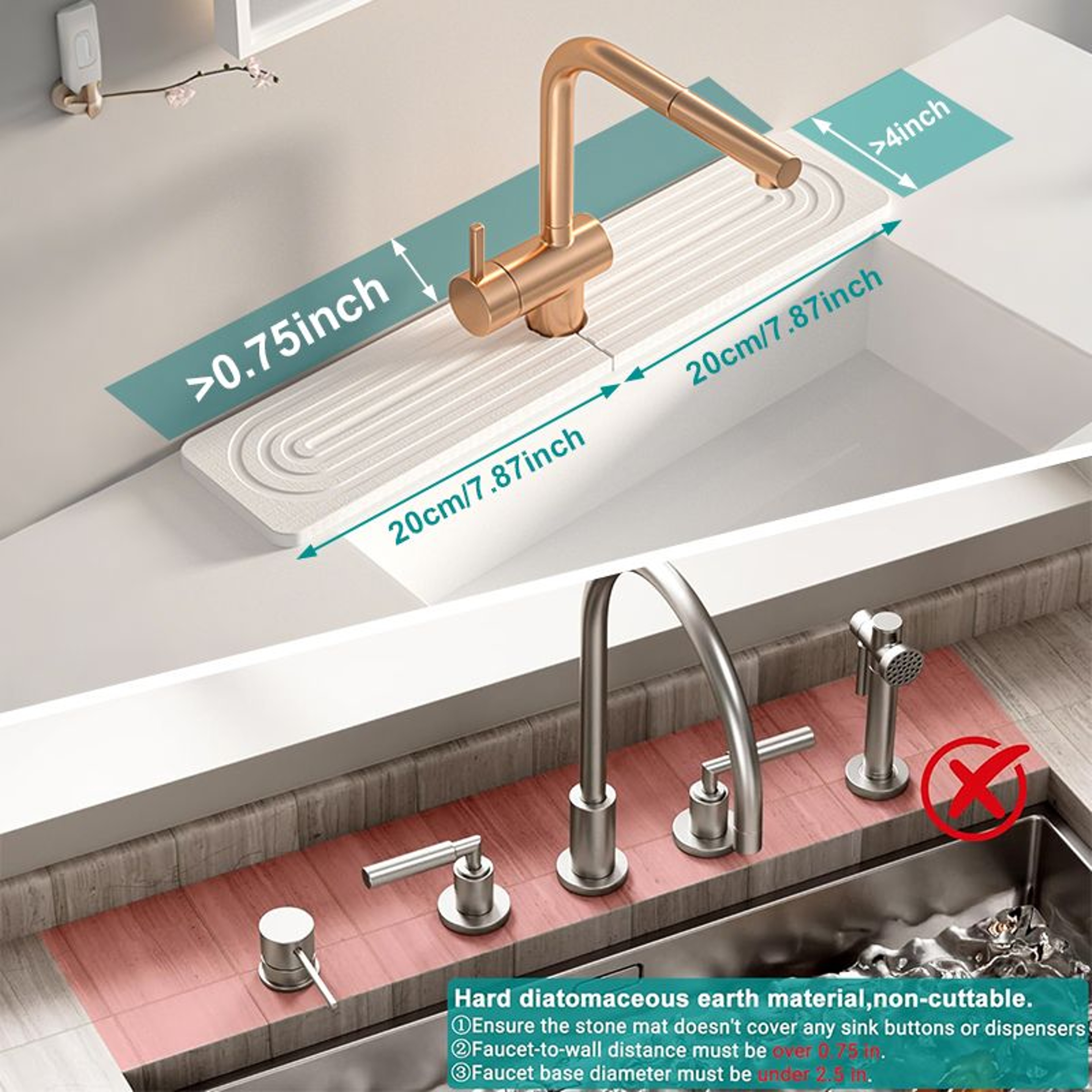 FastDrying Diatomite Sink Faucet Mat 6