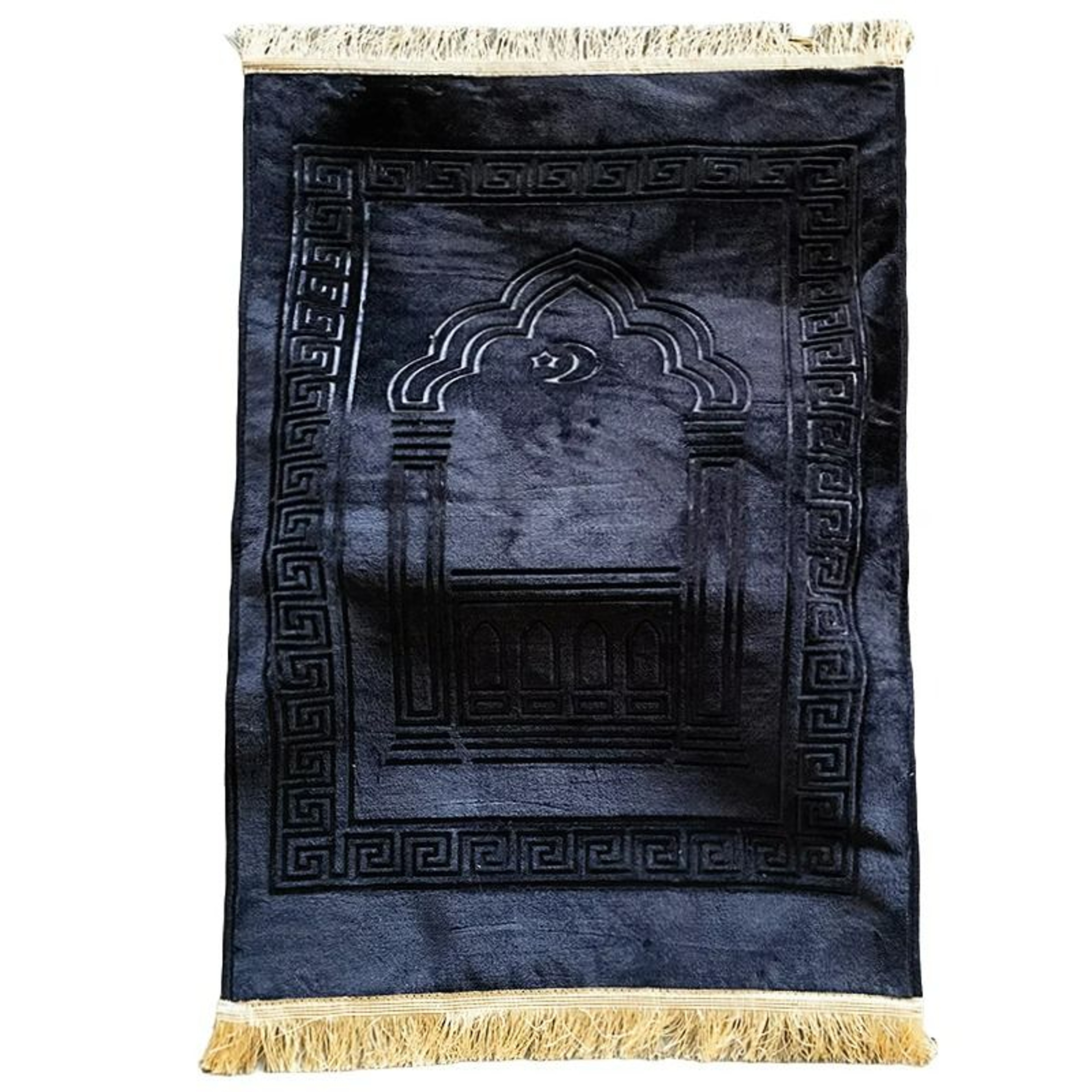 Vintage Pattern Islamic Prayer Rug With Tassel Accent 0