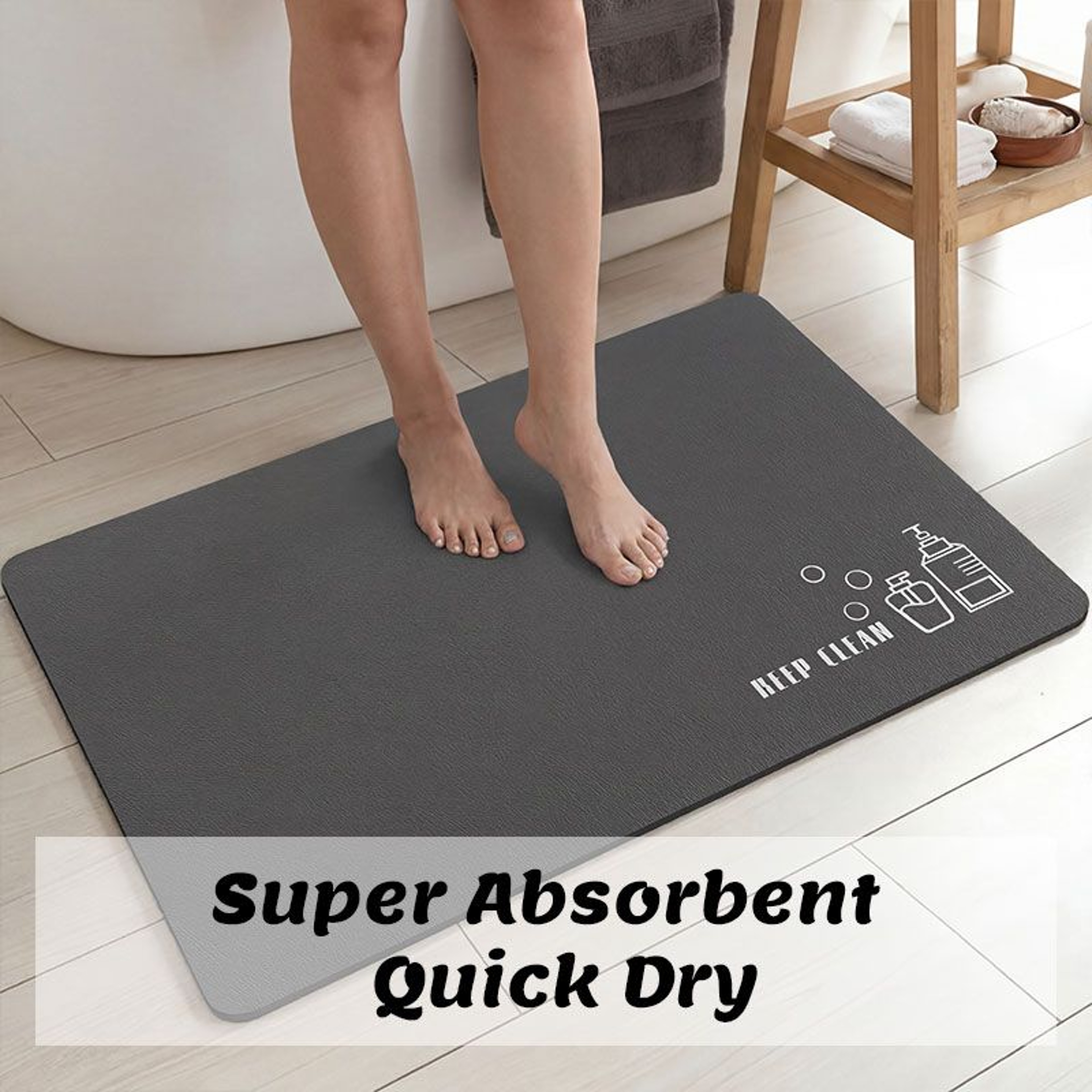 FastDrying Diatomite Absorbent NonSlip Bathroom Mat 3