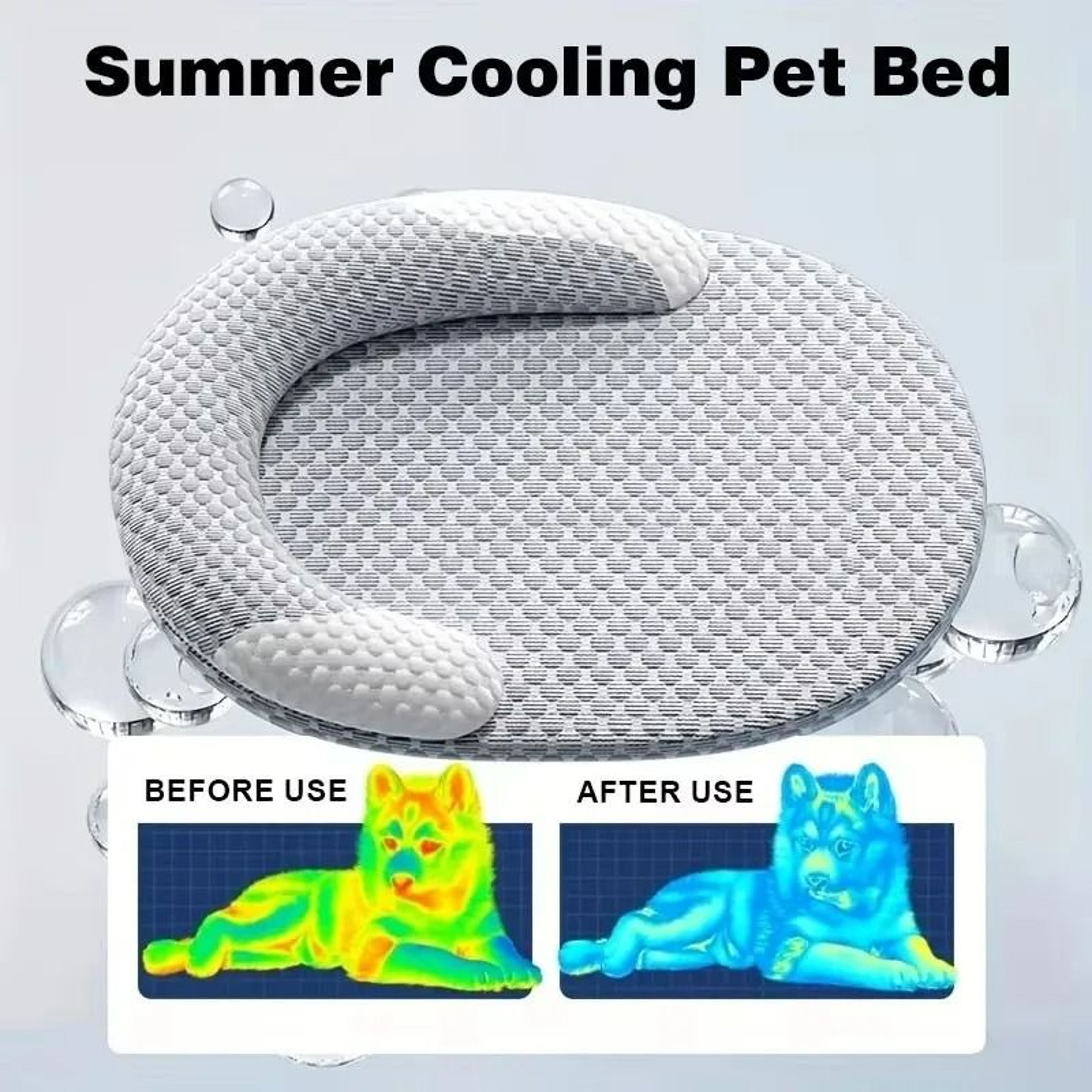 Summer Cooling Ice Silk Oval Pet Bed  Cushion 4