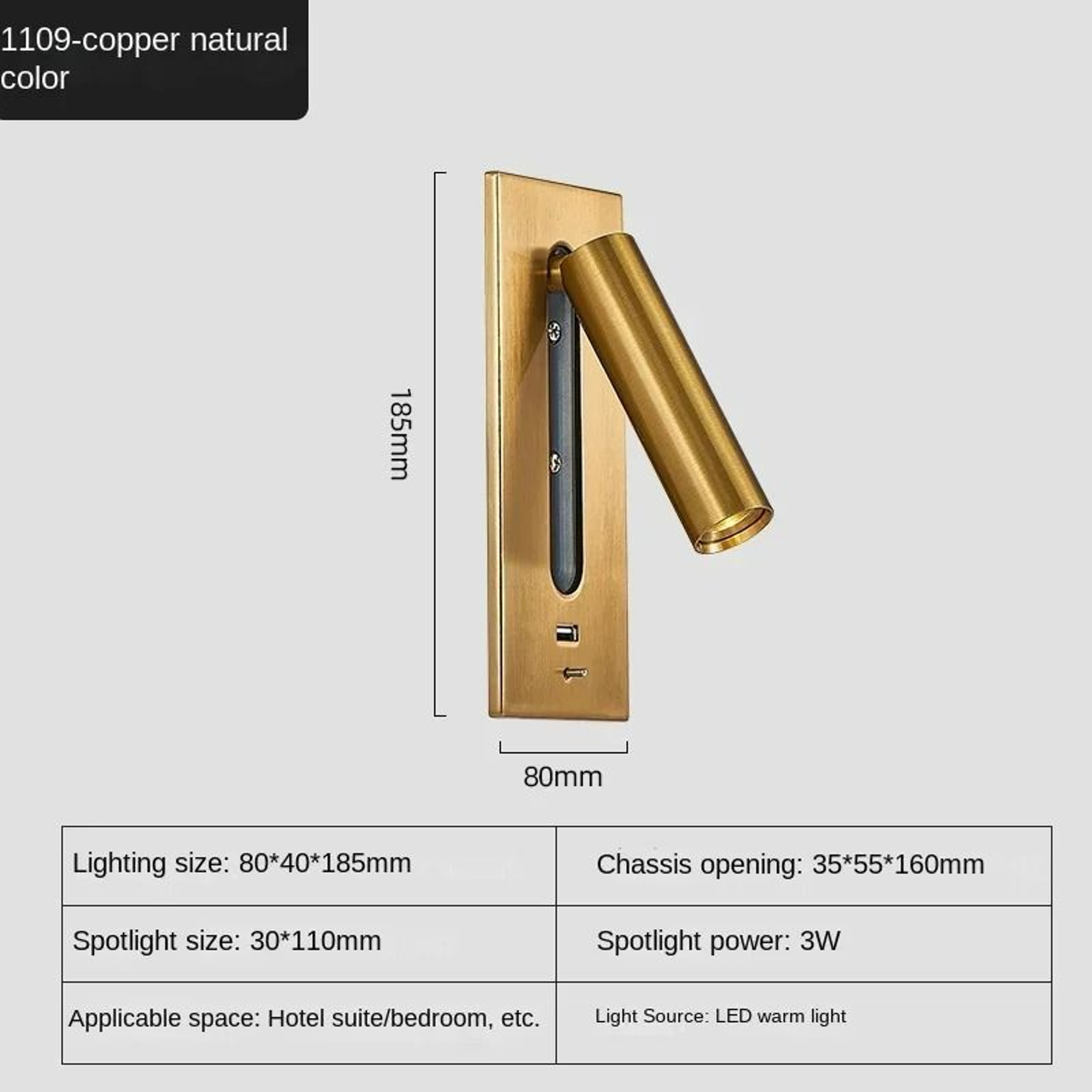 Modern Embedded LED Reading Wall Lamp With USB 11