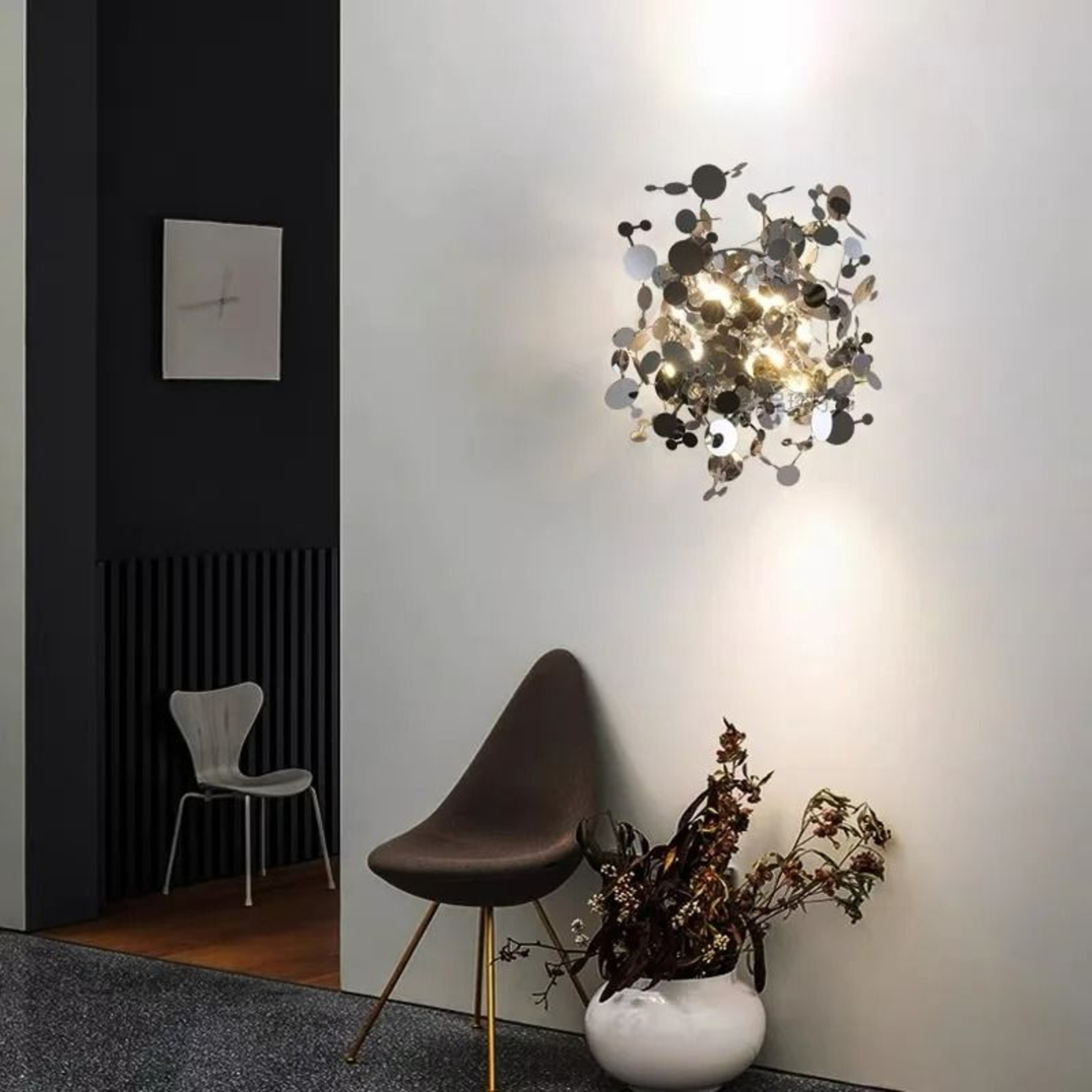 Italian Designer Stainless Leaf Wall Sconce 2
