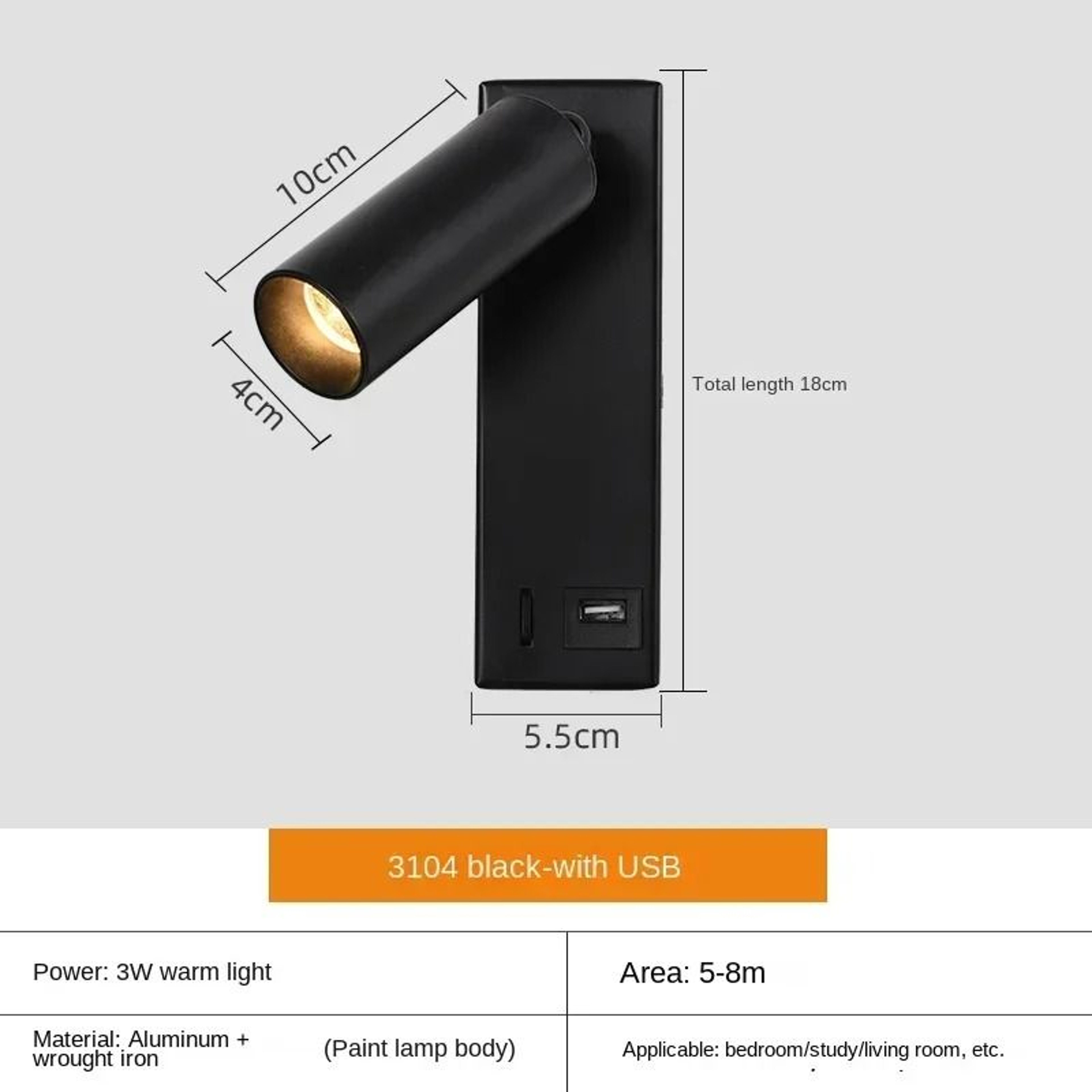 LED Bedside Wall Mount Reading Sconce – view 11