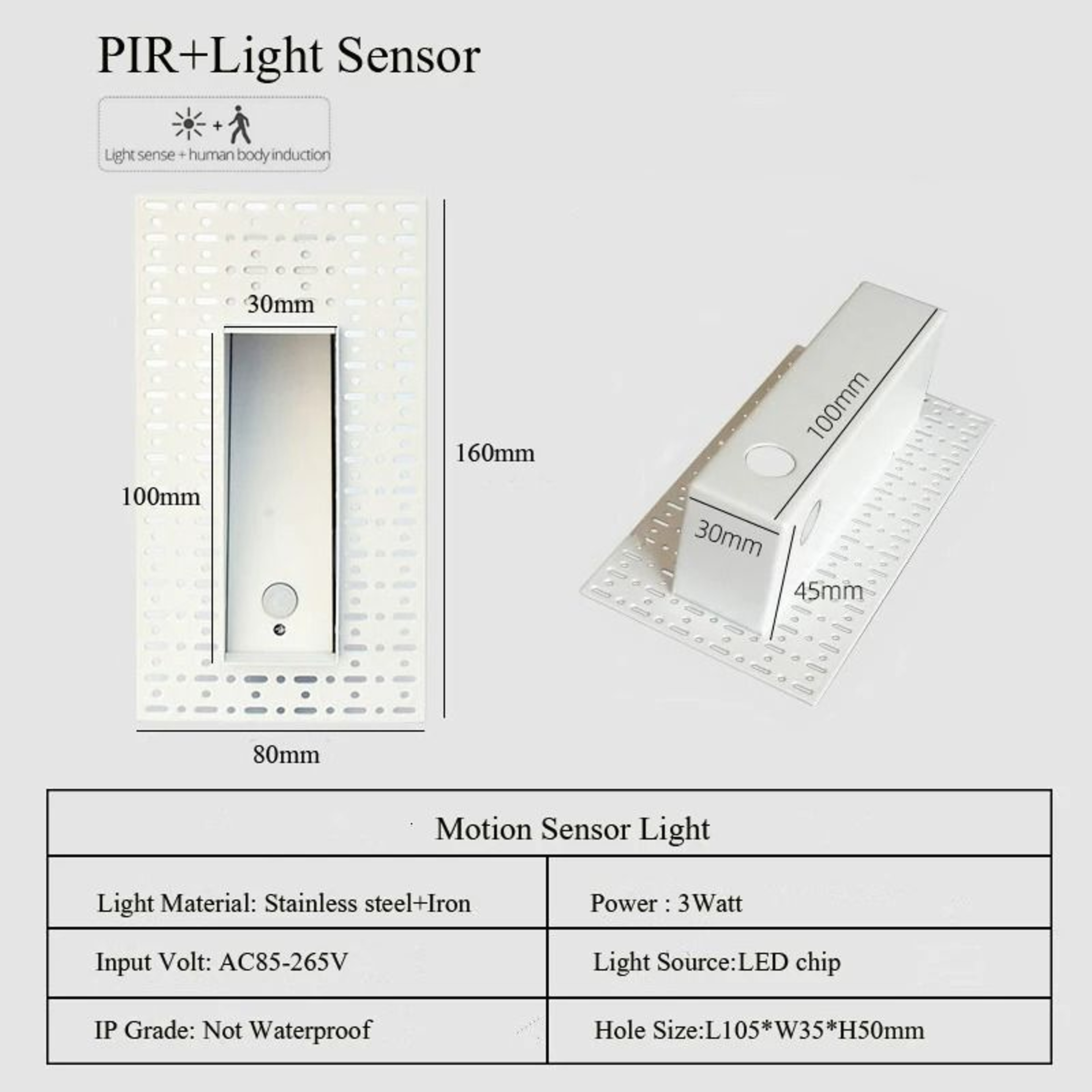 Embedded Motion Sensor LED Step  Stair Footlight 10