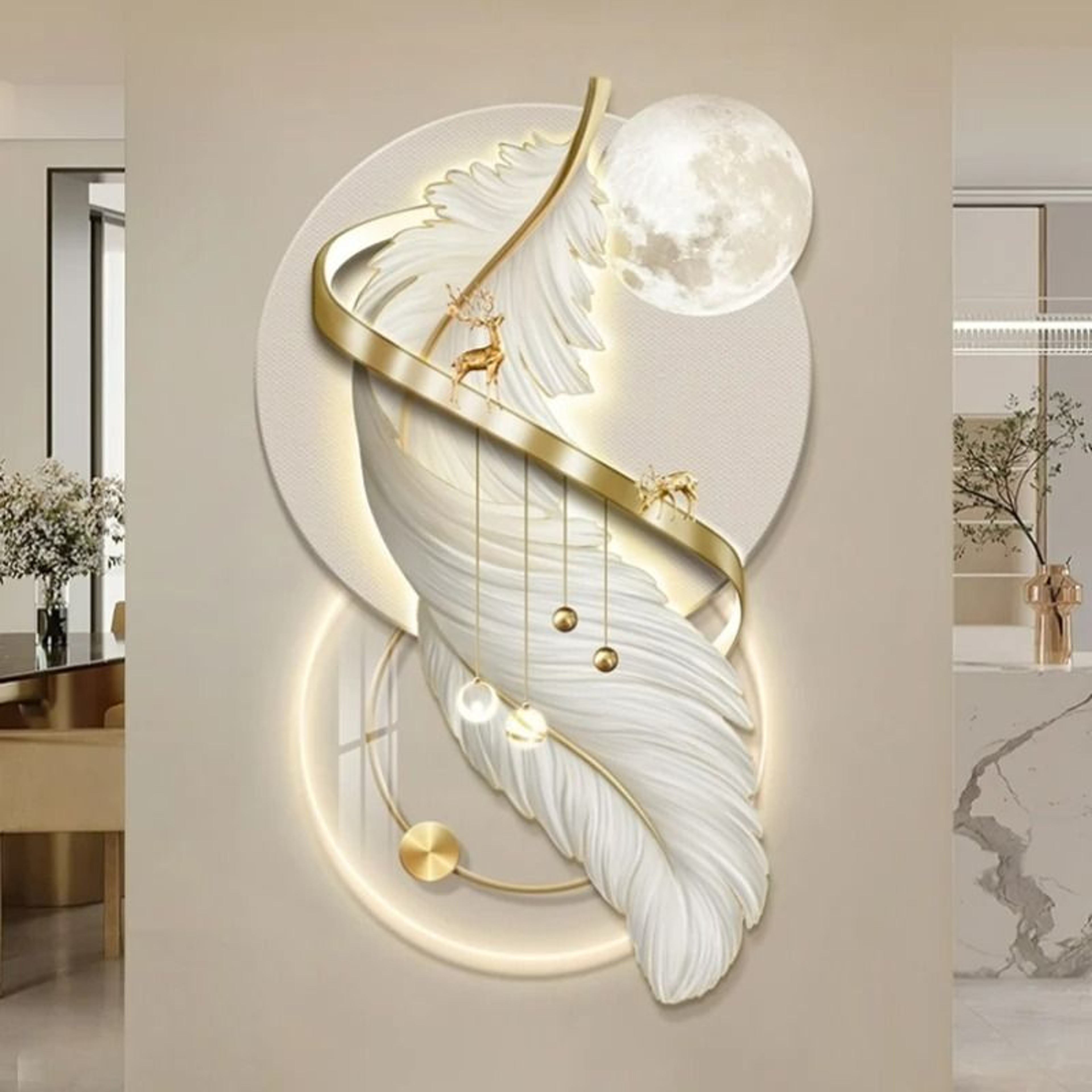 Modern Feather LED Mural Art Wall Lamp 1