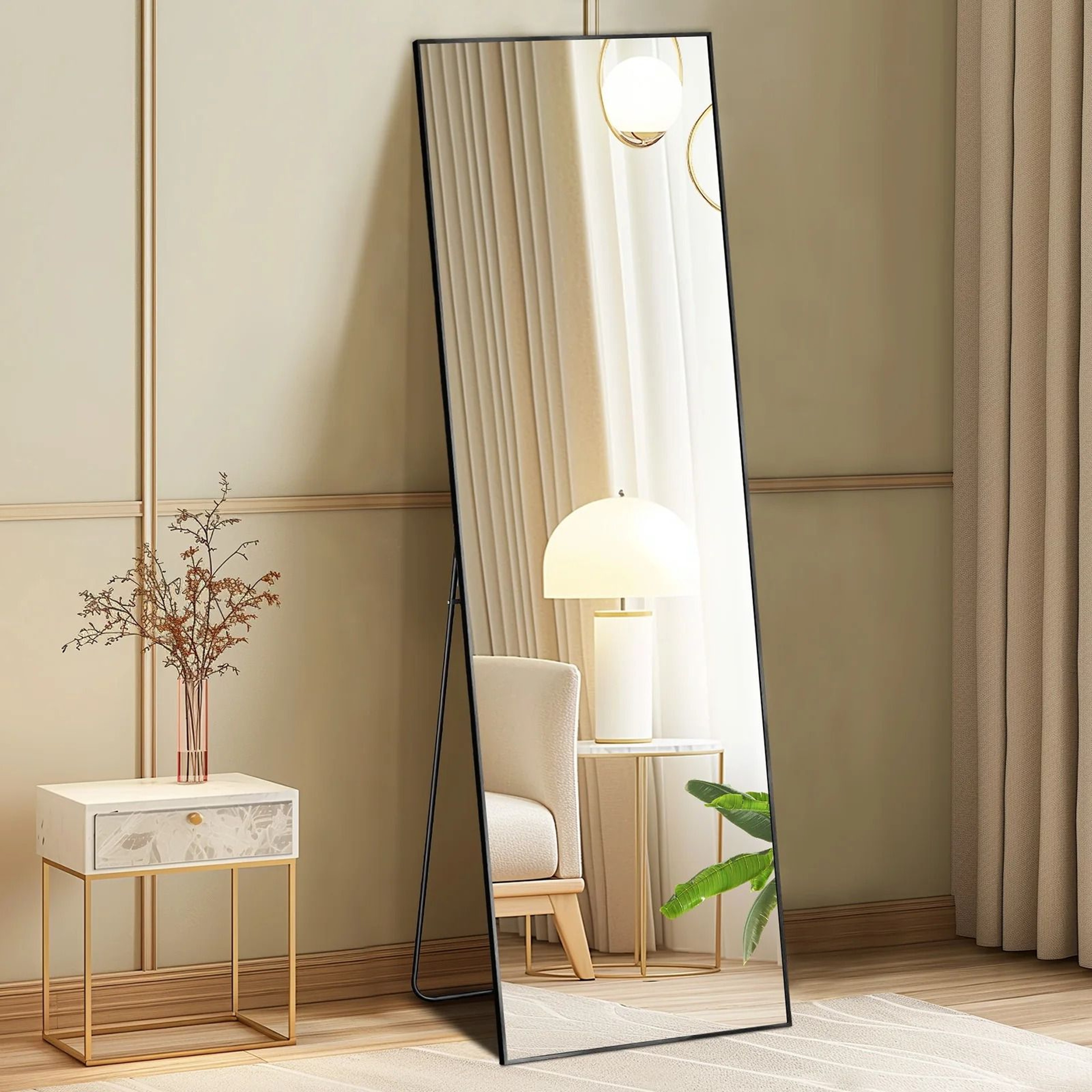 Modern Aluminum Frame FullBody Floor  Wall Mirror 1