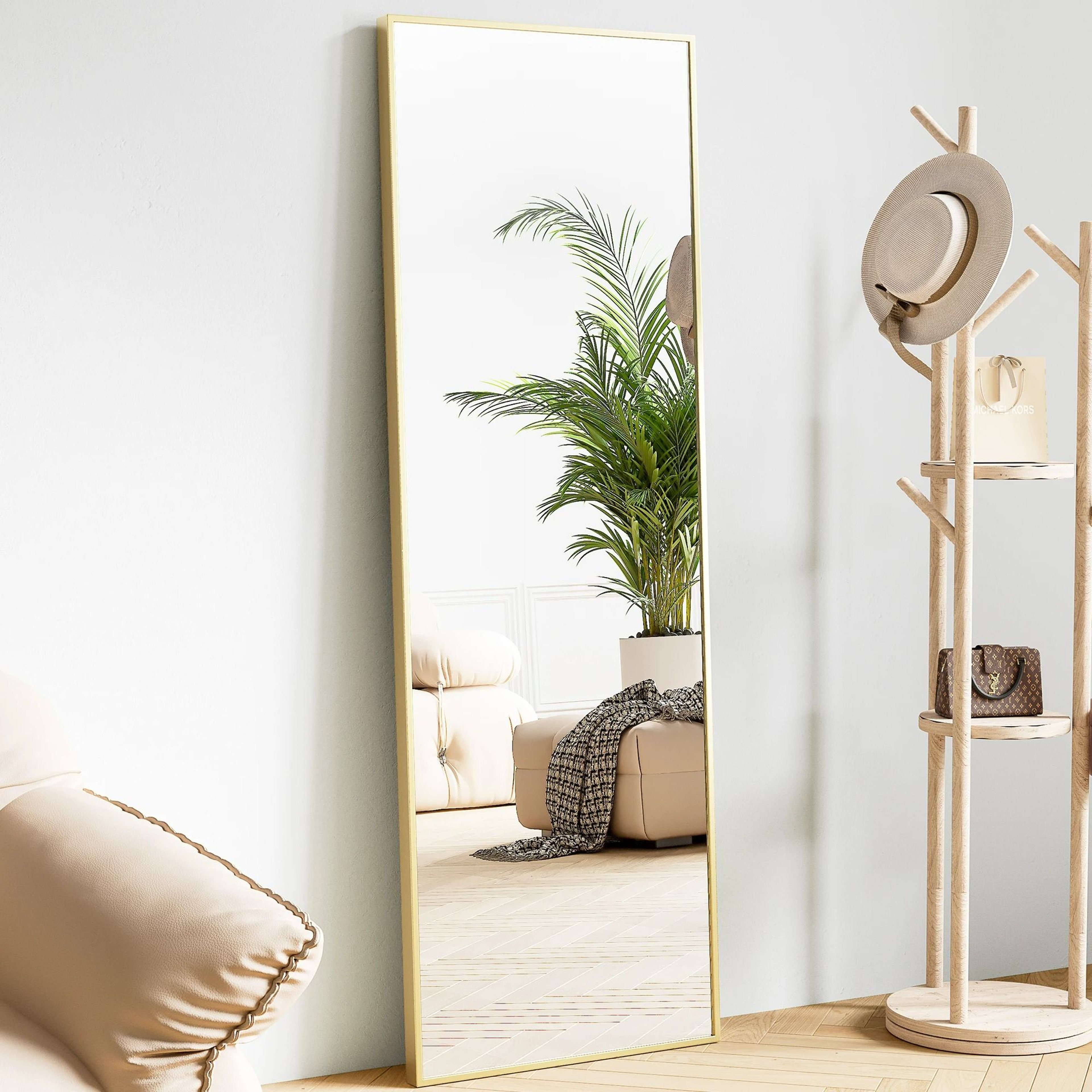 Modern Aluminum Frame FullBody Floor  Wall Mirror 8