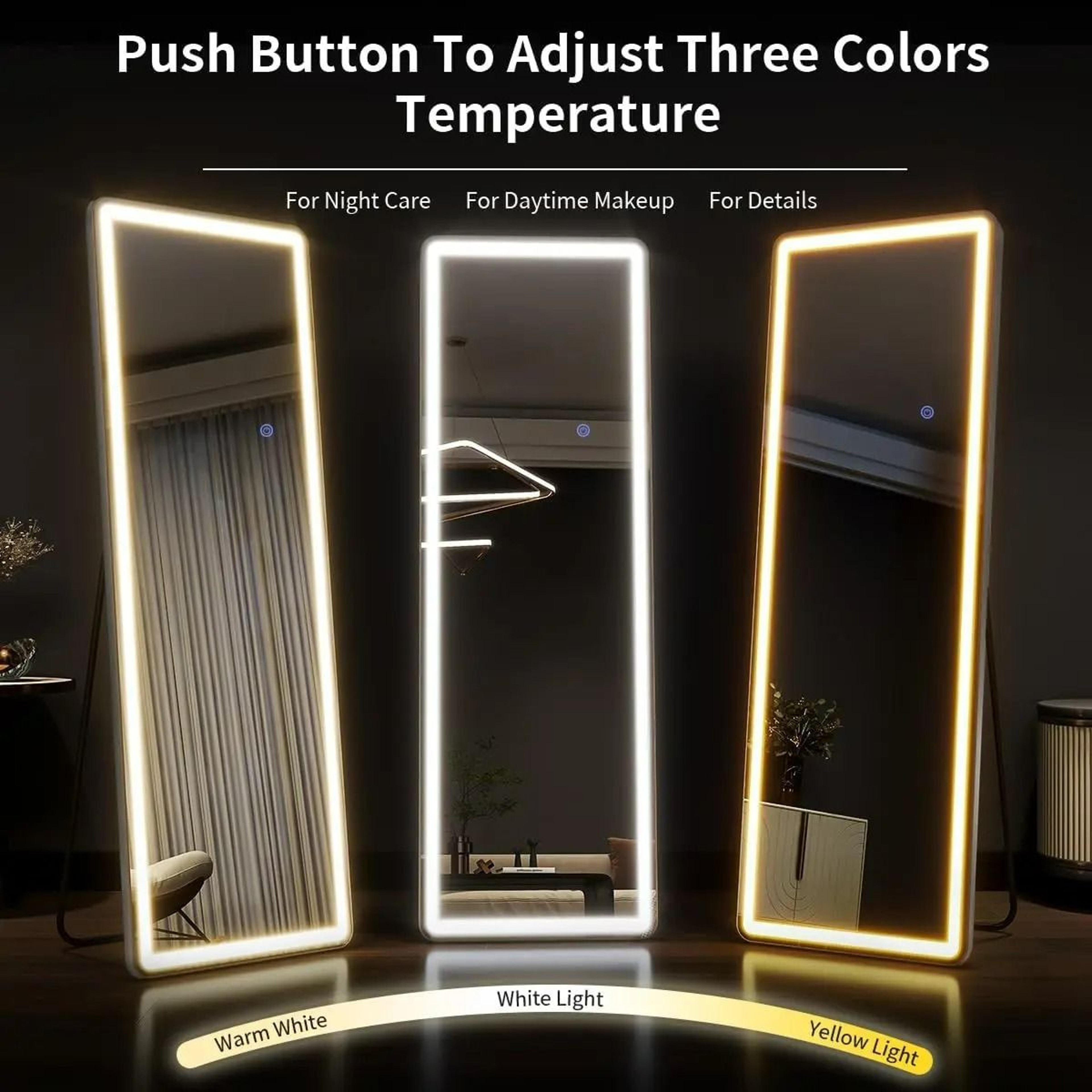 Modern Dimmable LED FullLength Standing  Wall Mirror 4