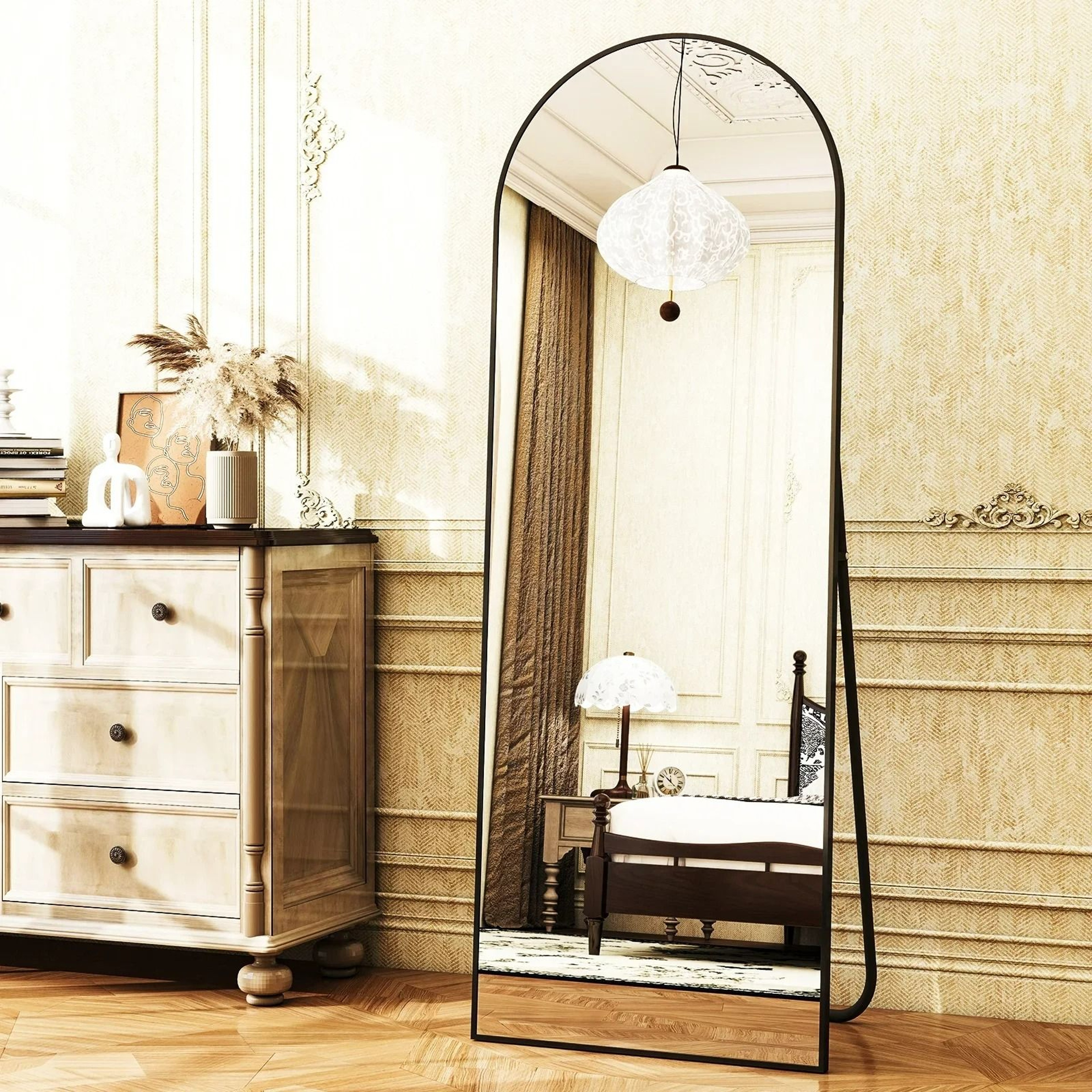 Modern Arched Aluminum Frame FullBody Floor Mirror 0
