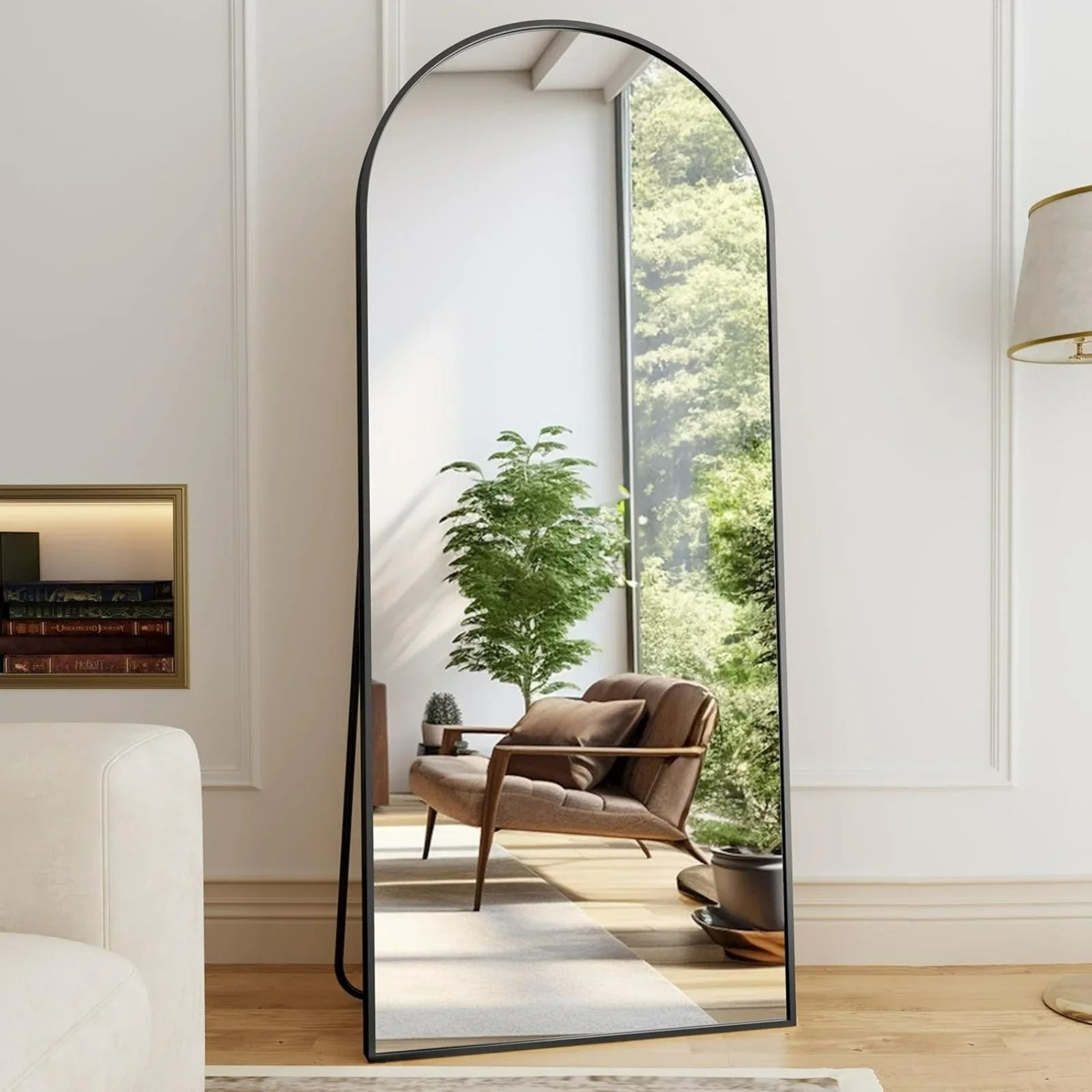 Modern Arched Aluminum Frame FullBody Floor Mirror 8