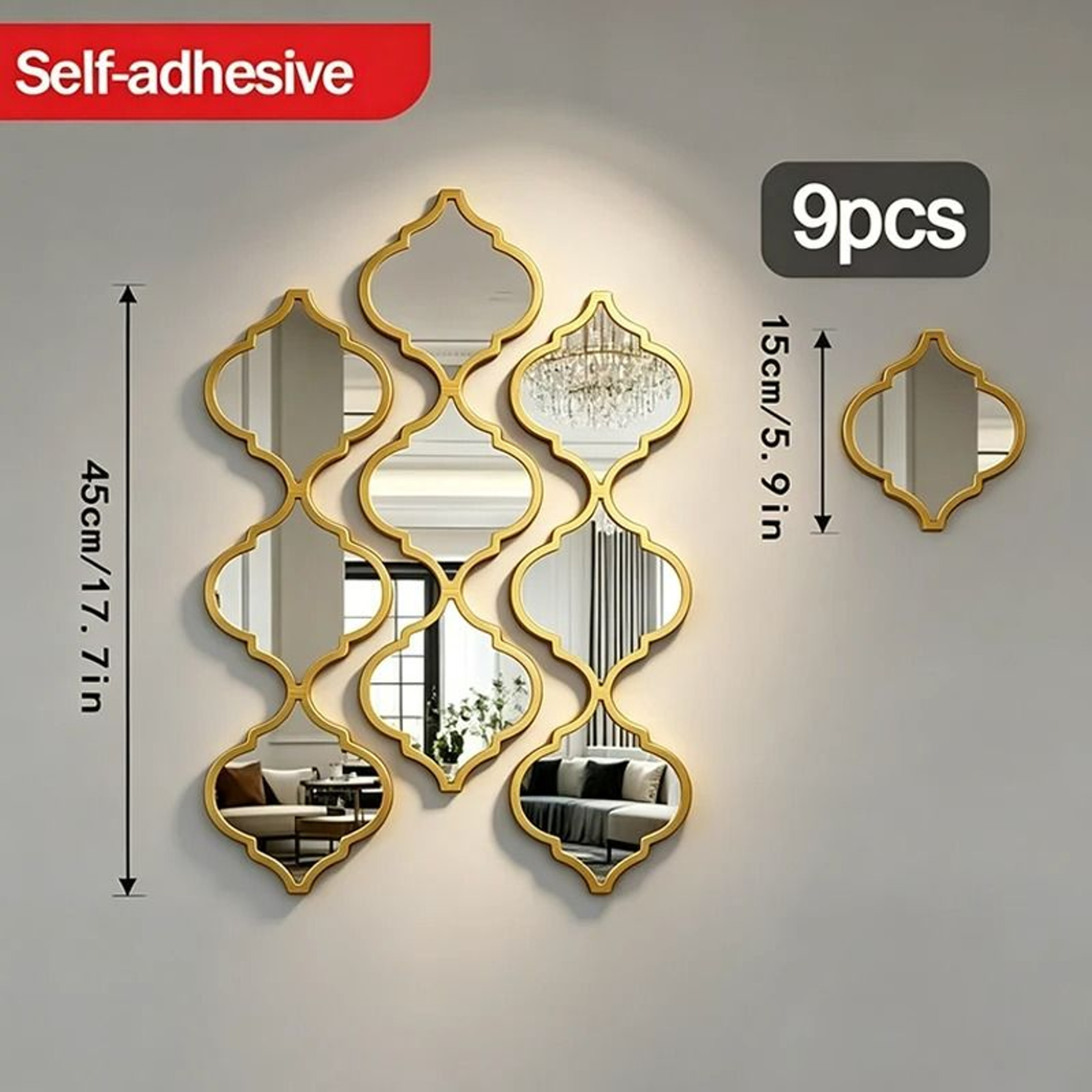 12Piece Moroccan Gold Decorative Wall Mirror Set 4