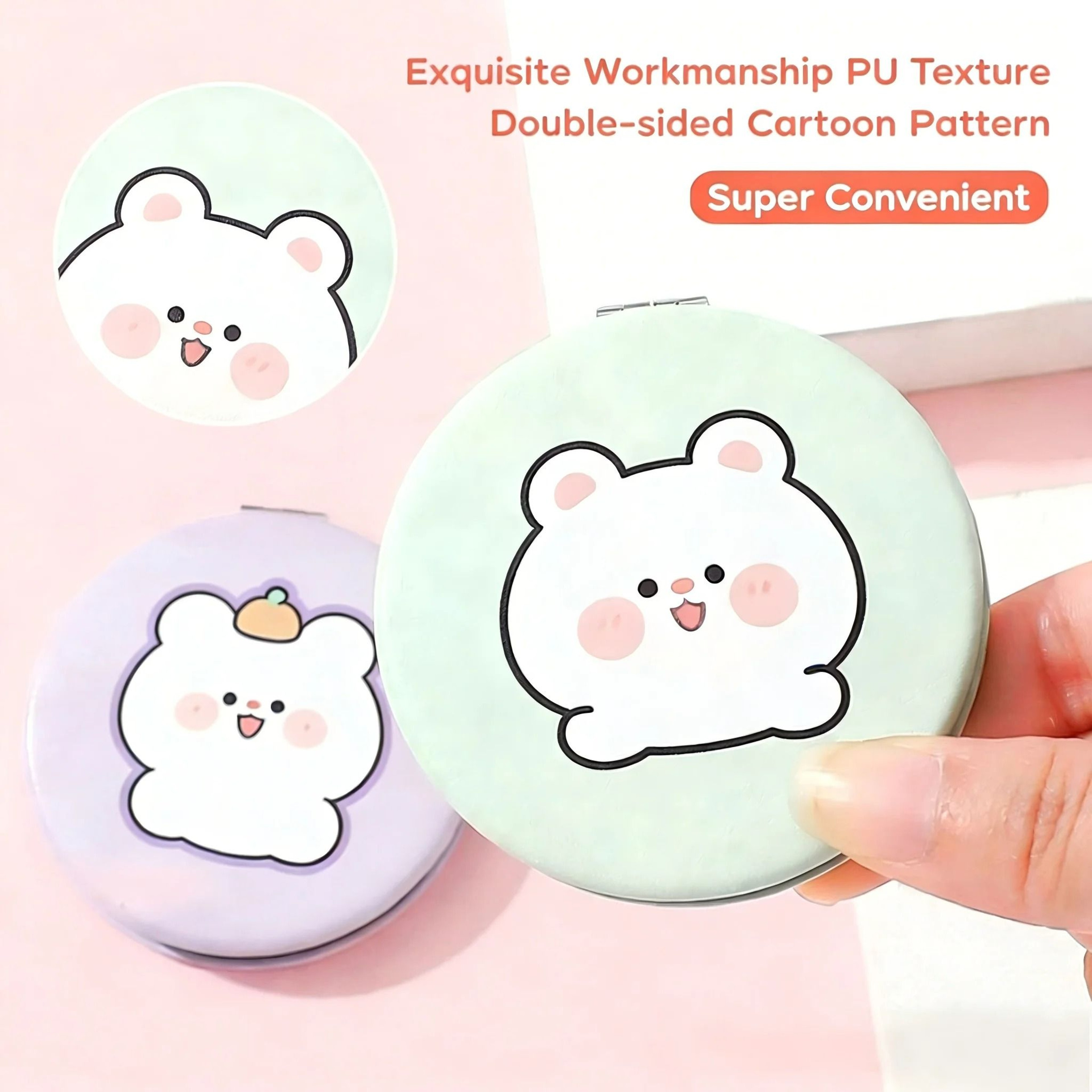 Personalized Custom Photo Leather Compact Pocket Mirror 3