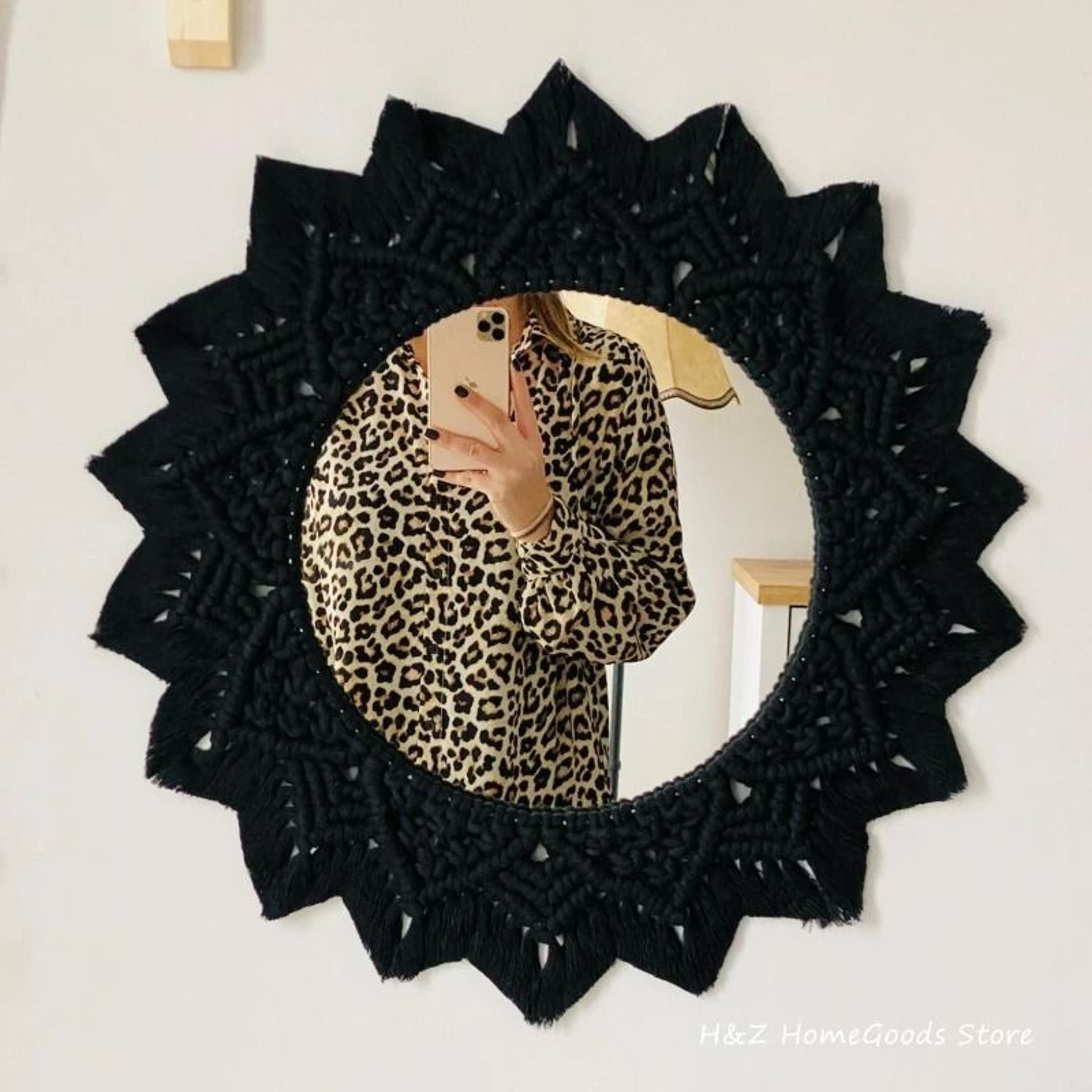 Boho Macrame Handmade Round Wall Hanging Mirror 4