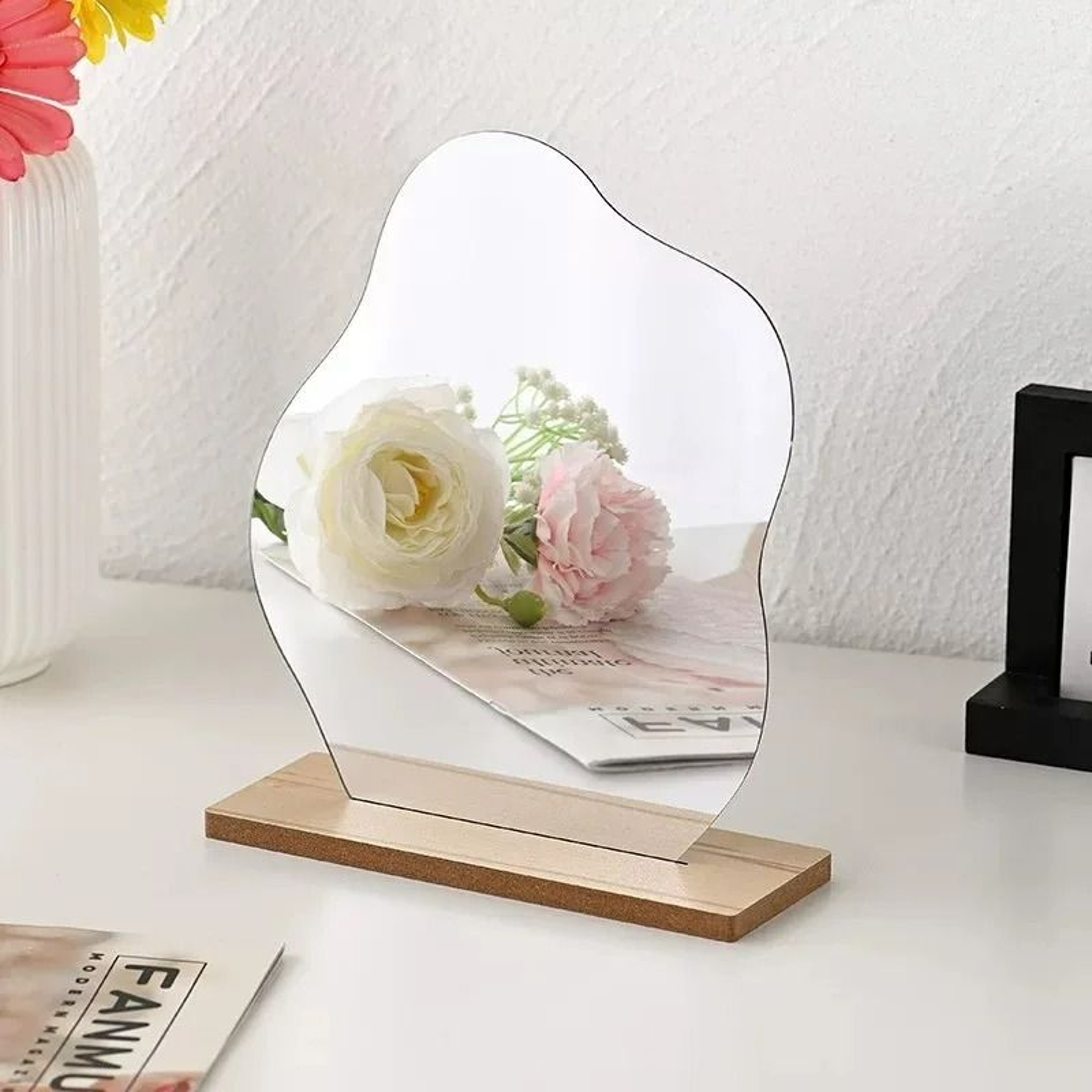 DIY Irregular Acrylic Standing Desktop Vanity Mirror 0