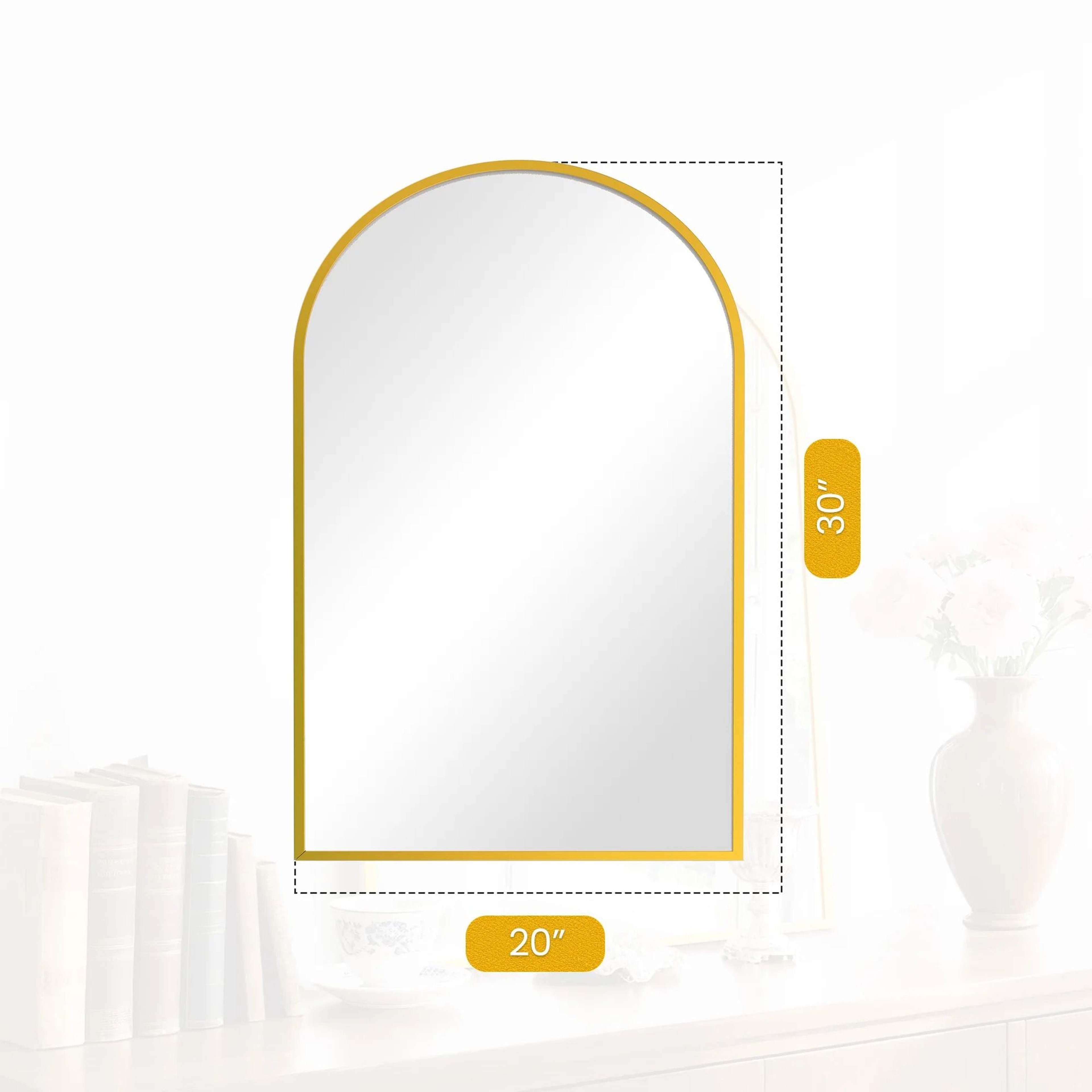Modern Arched Metal Framed Wall Dressing Mirror 7