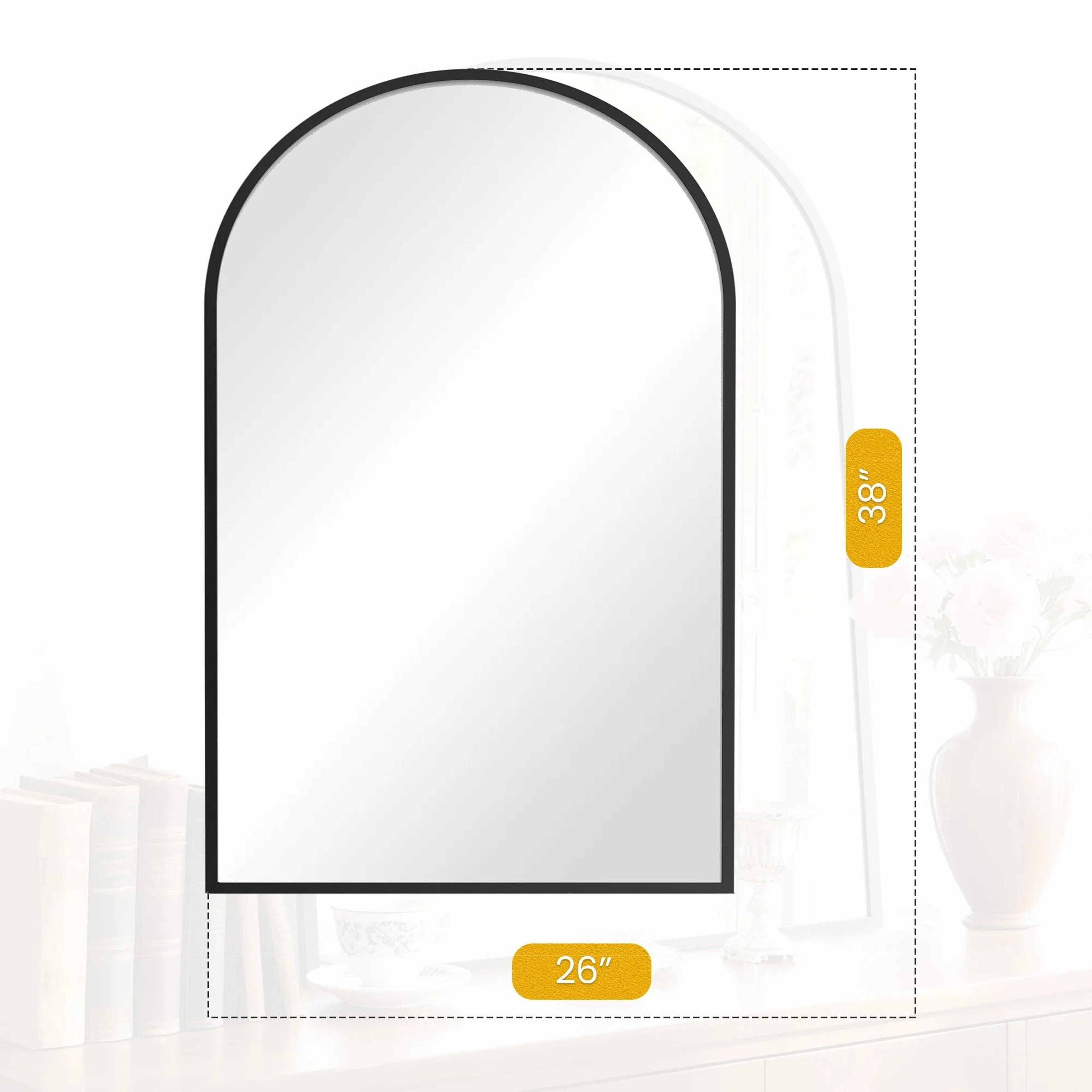 Modern Arched Metal Framed Wall Dressing Mirror 11