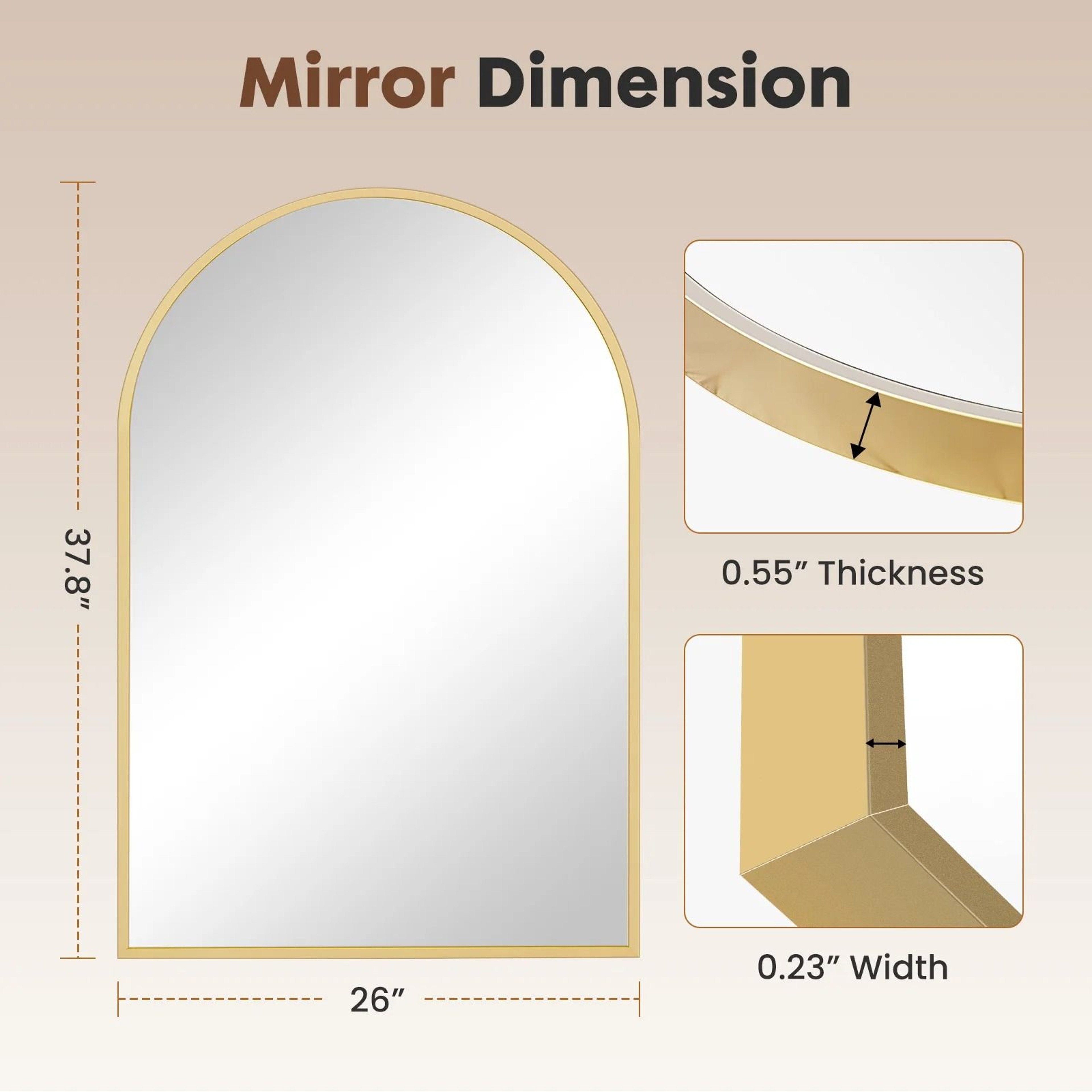 Arched Metal Framed Wall Decor  Bathroom Mirror 5