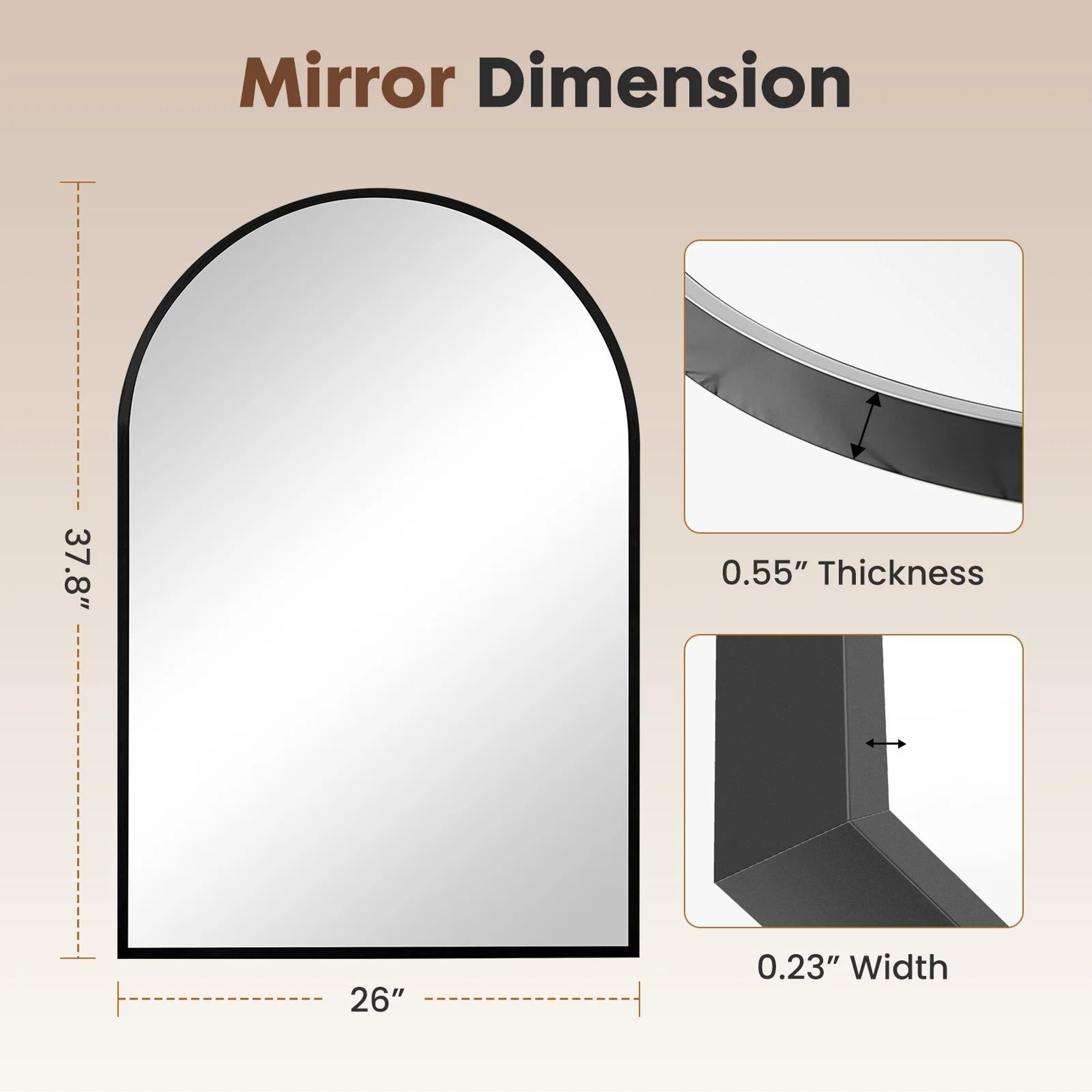 Arched Metal Framed Wall Decor  Bathroom Mirror 9