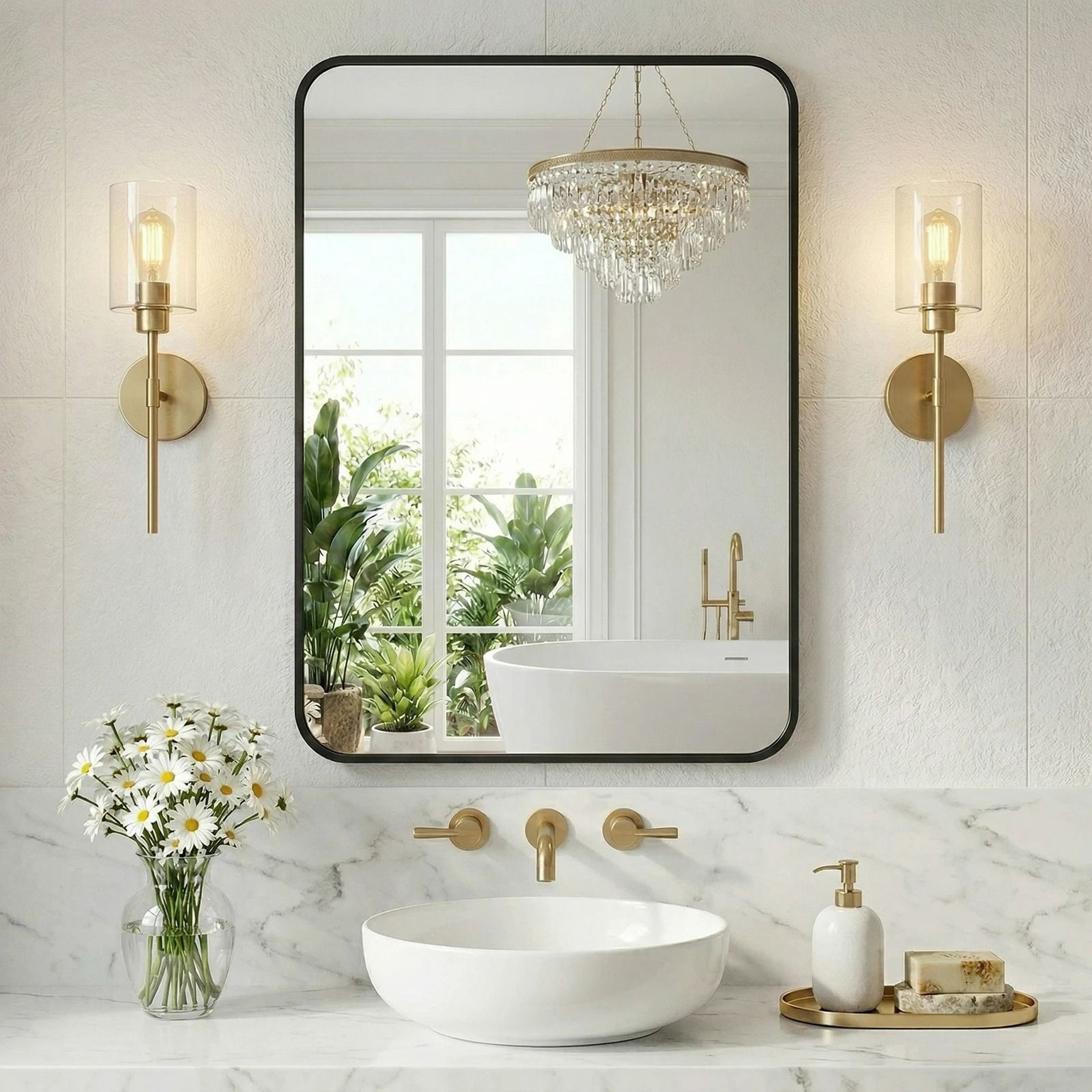 Rounded Rectangle Metal Framed Wall Mirror 3