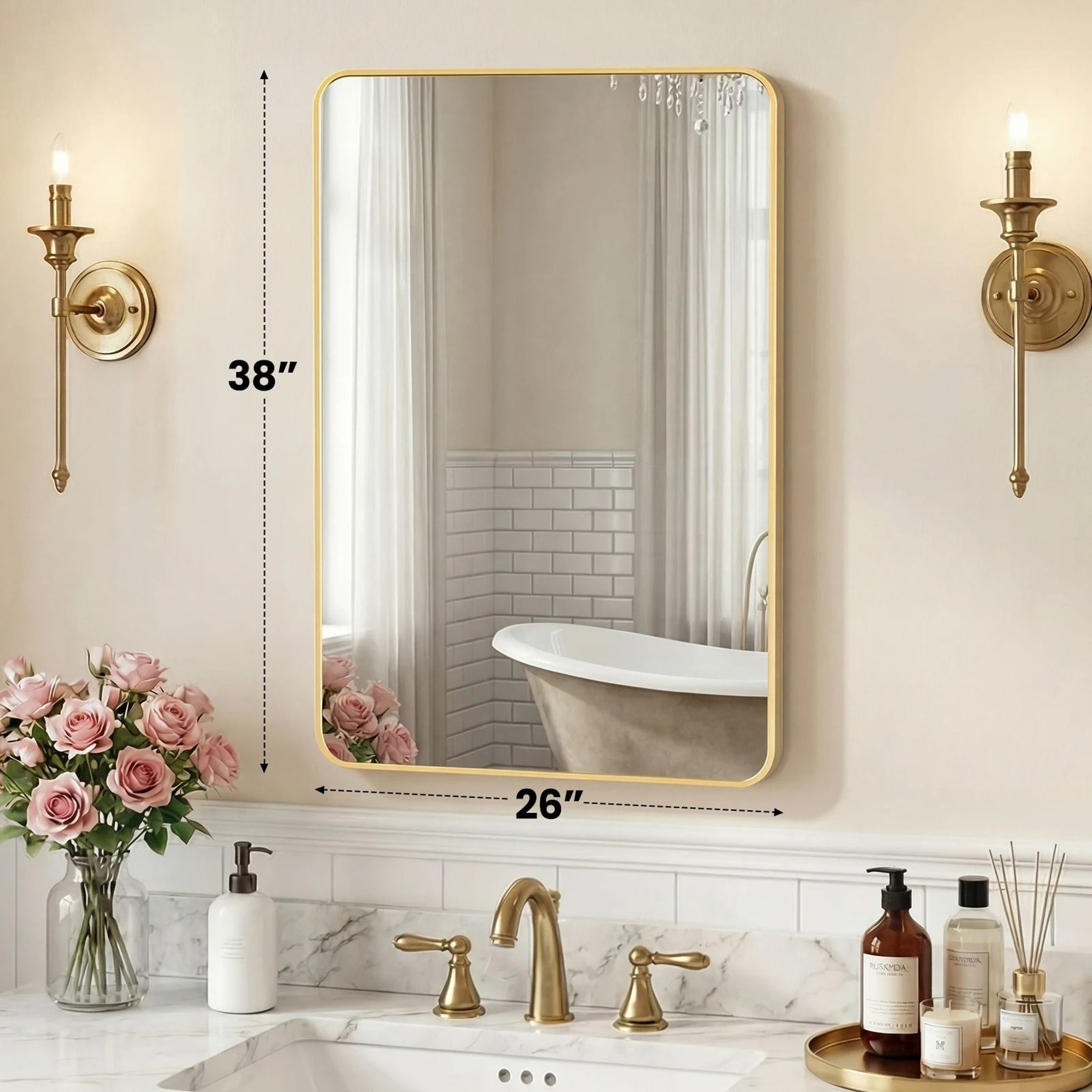 Rounded Rectangle Metal Framed Wall Mirror 13