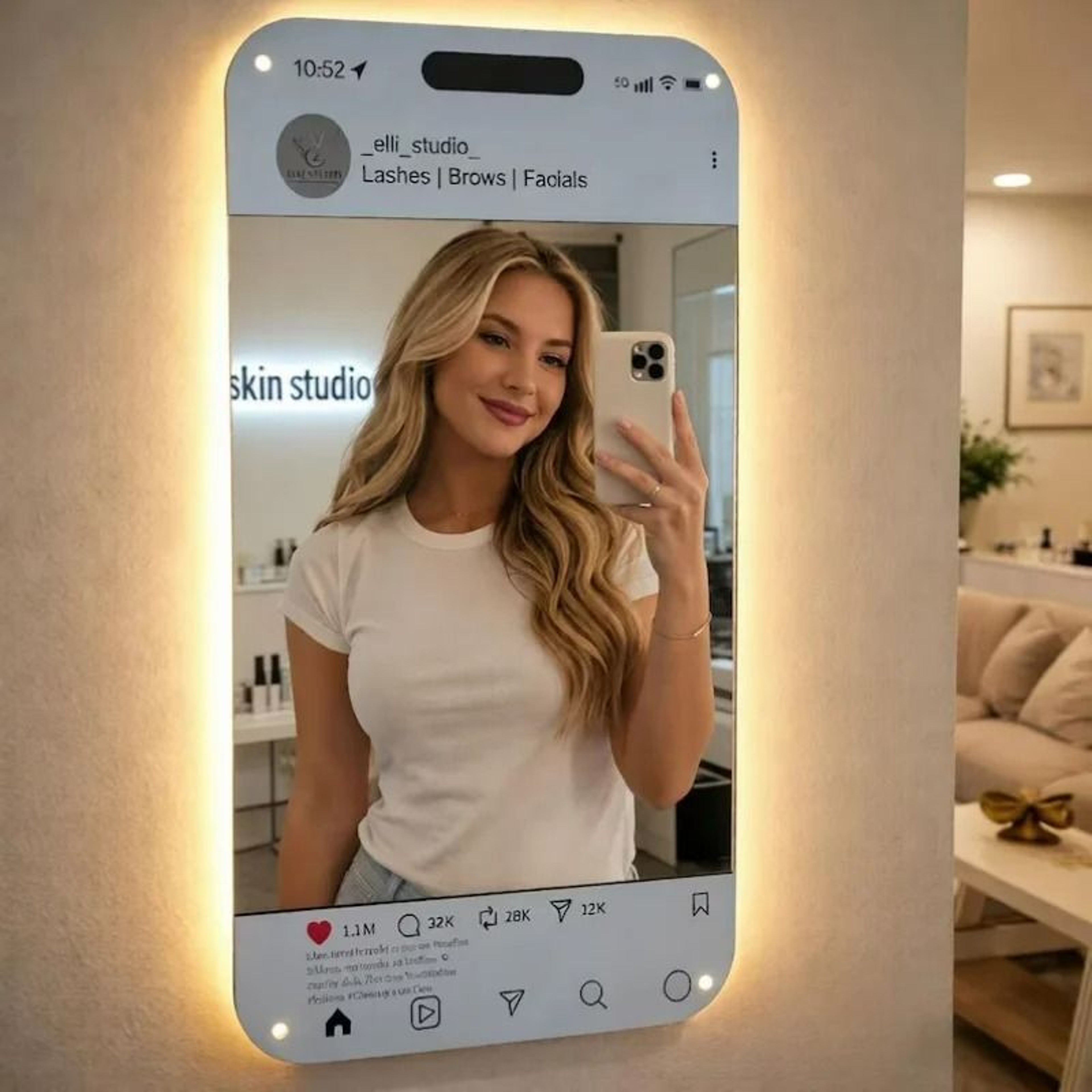 Personalized LED Social Media Mirror Light Sign 0