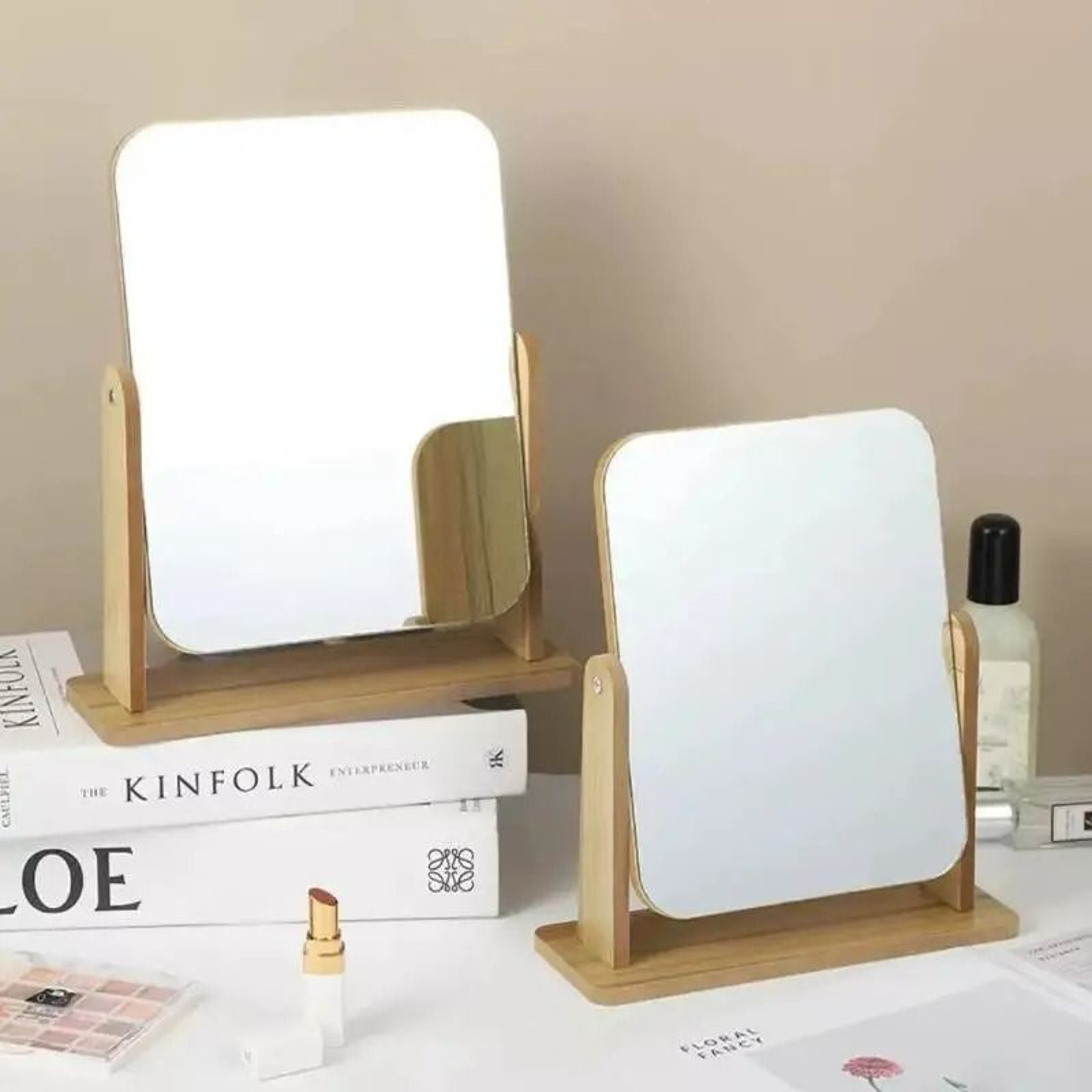 Clear Wooden Desktop AngleAdjustable Vanity Mirror 2