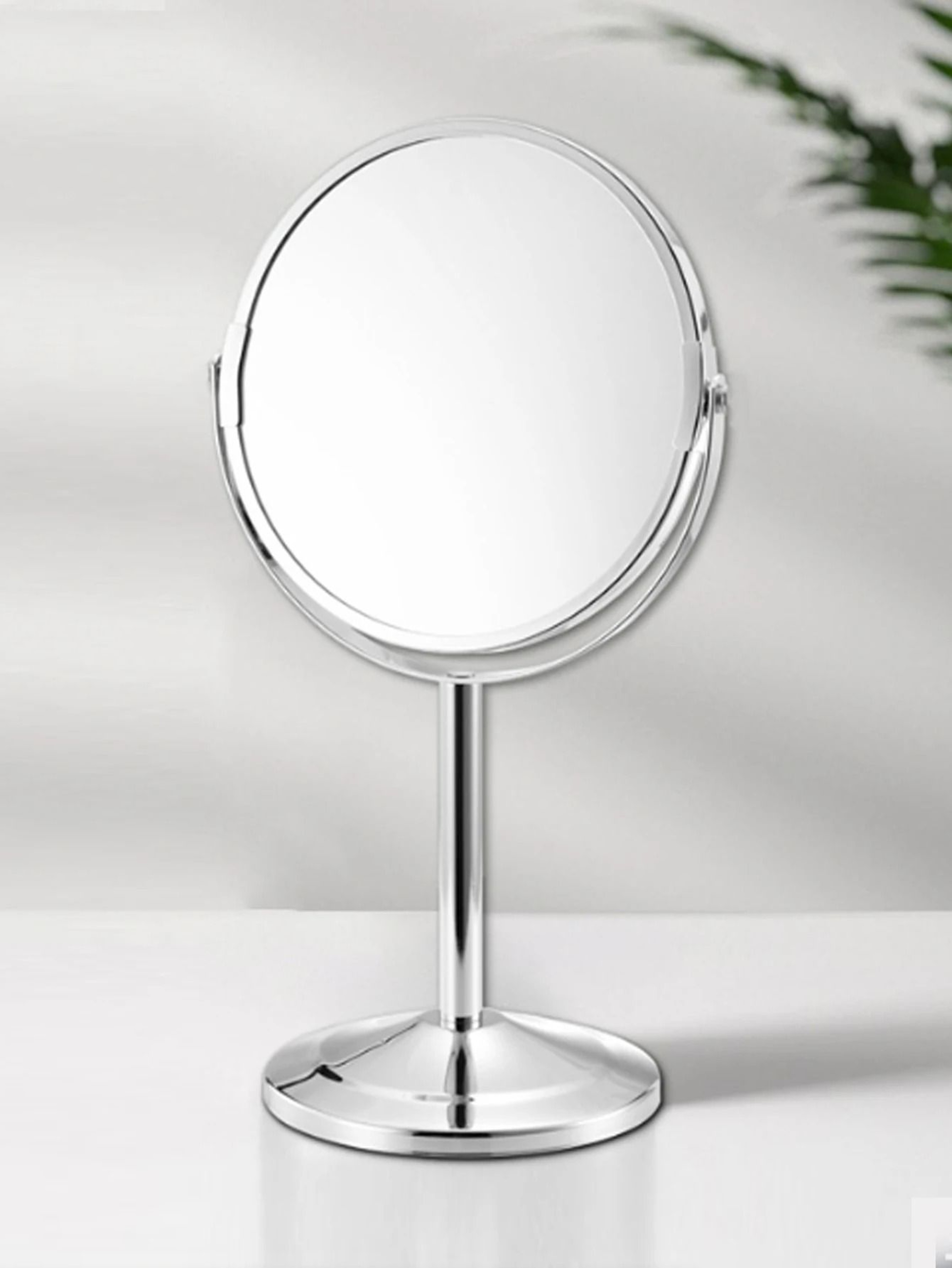 Large Silver DoubleSided Tabletop Magnifying Cosmetic Mirror 0