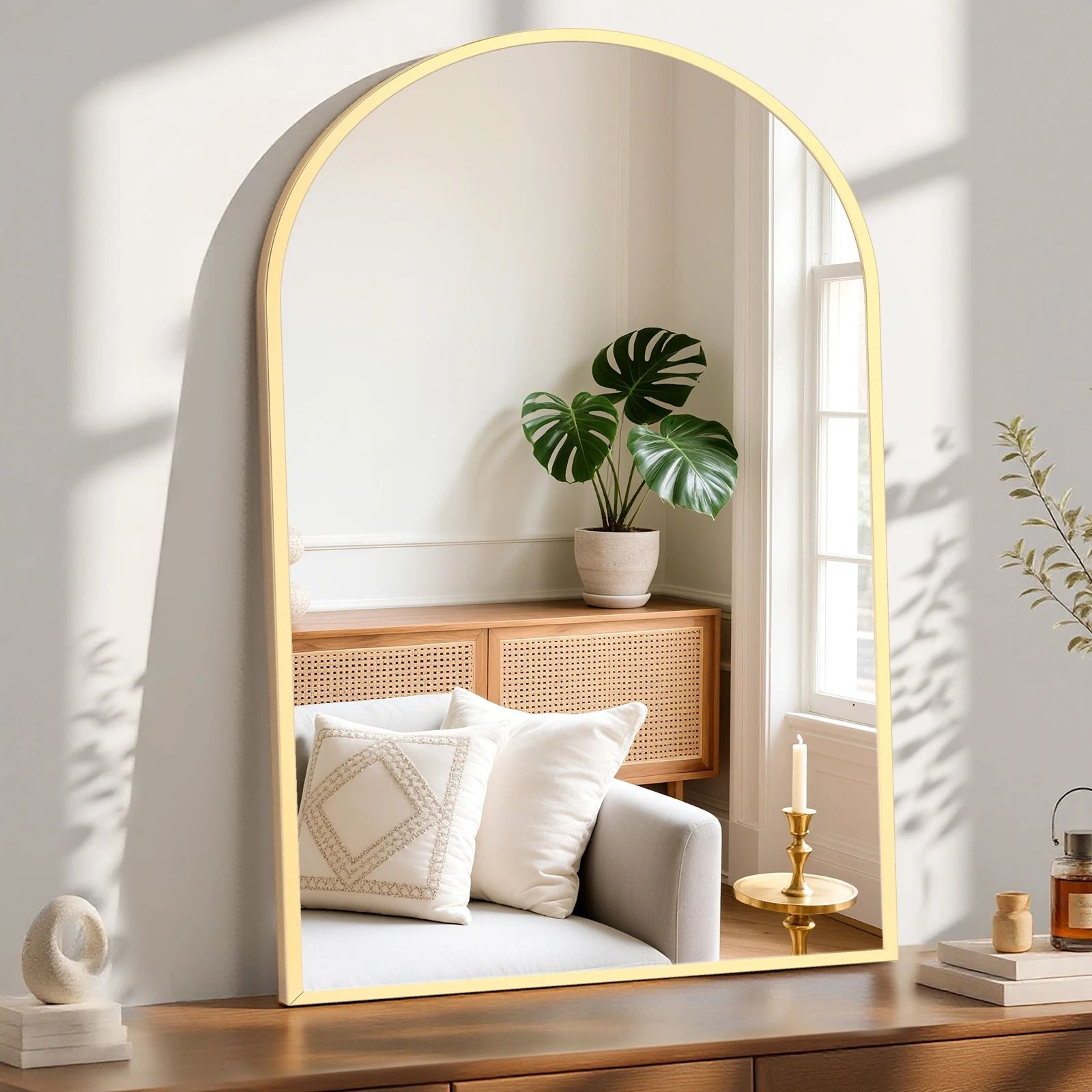 Modern Arched Metal Wall Mirror 4