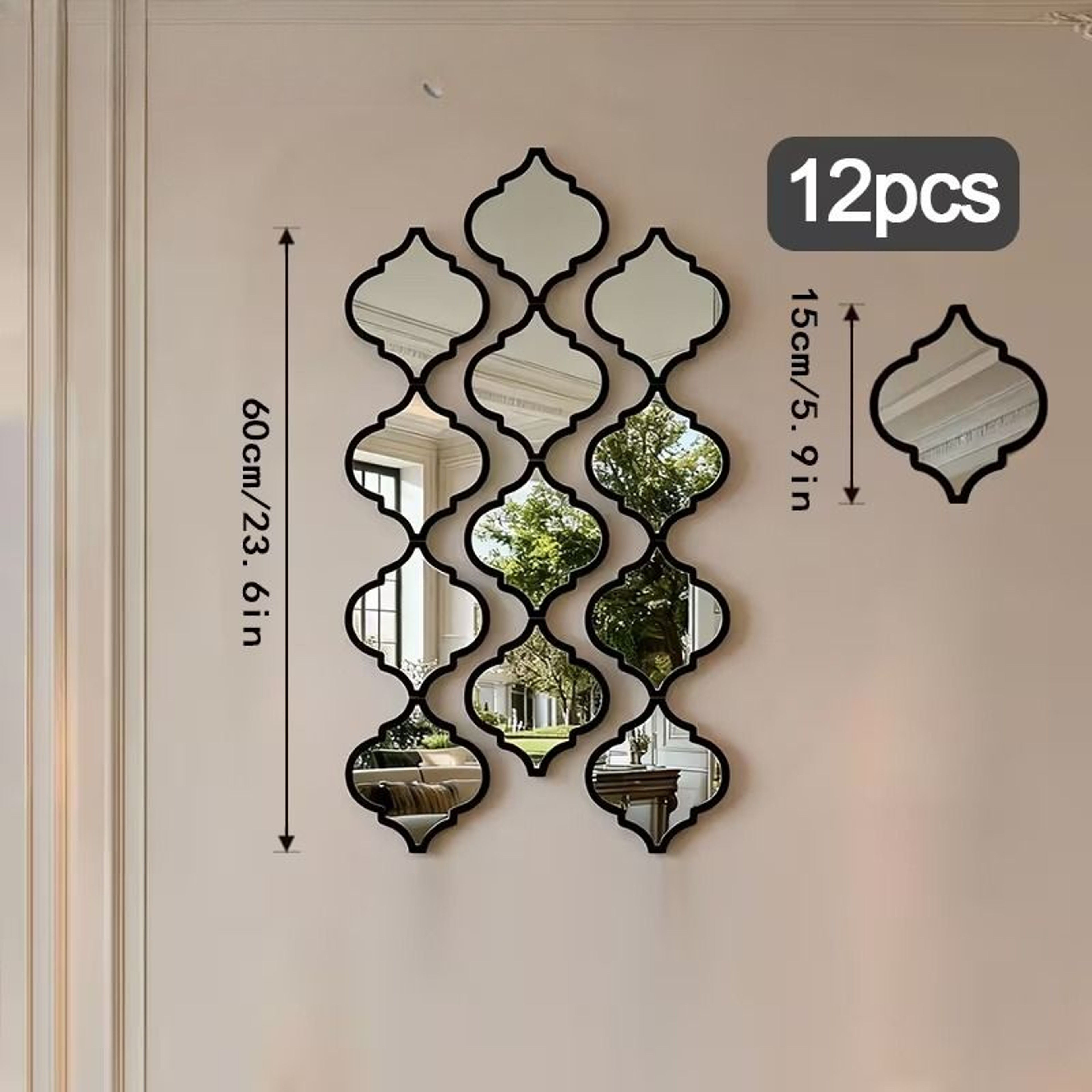12Piece Moroccan Plastic Frame Wall Mirror Set 3