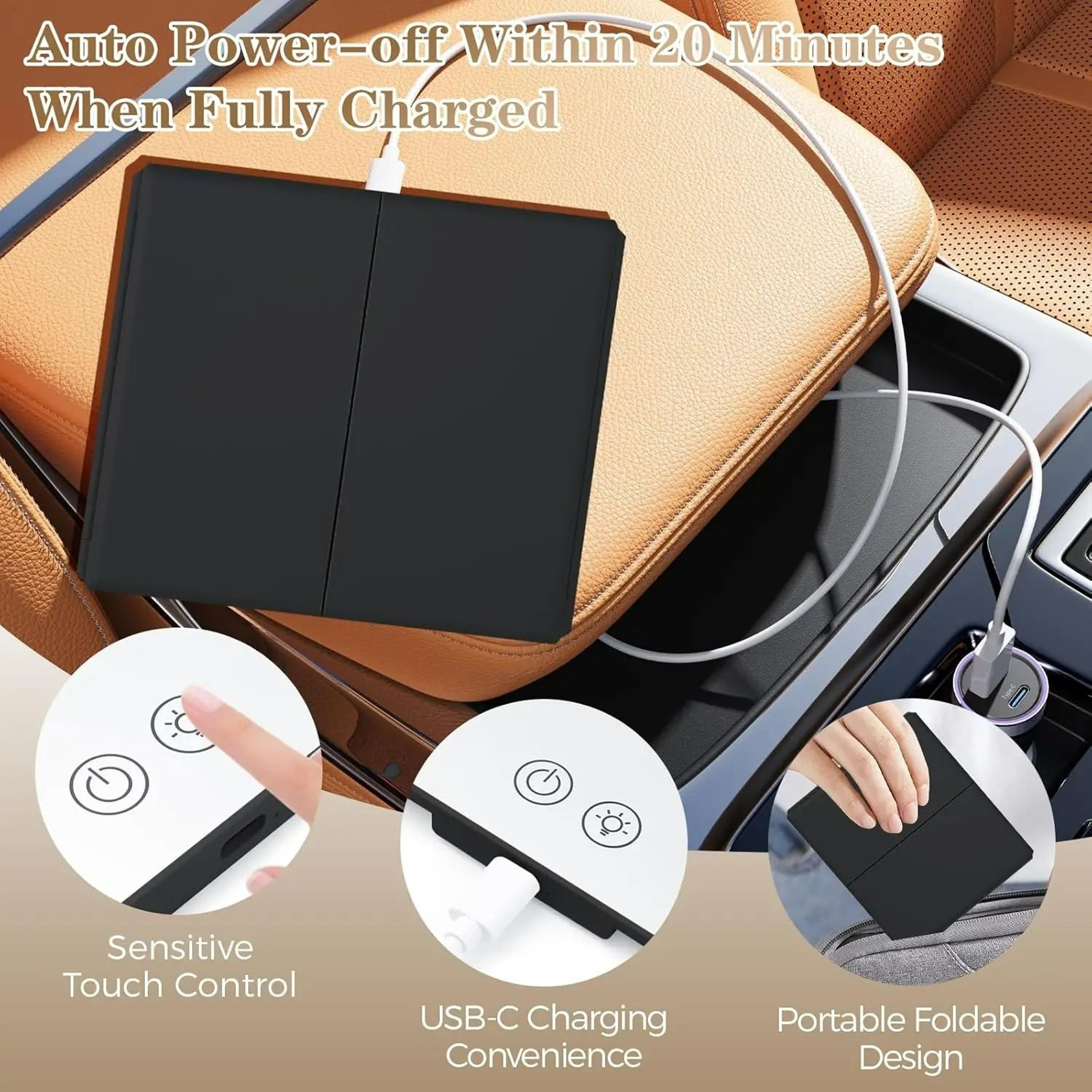 Car Sun Visor Makeup Mirror With 3Way LED Lights 6