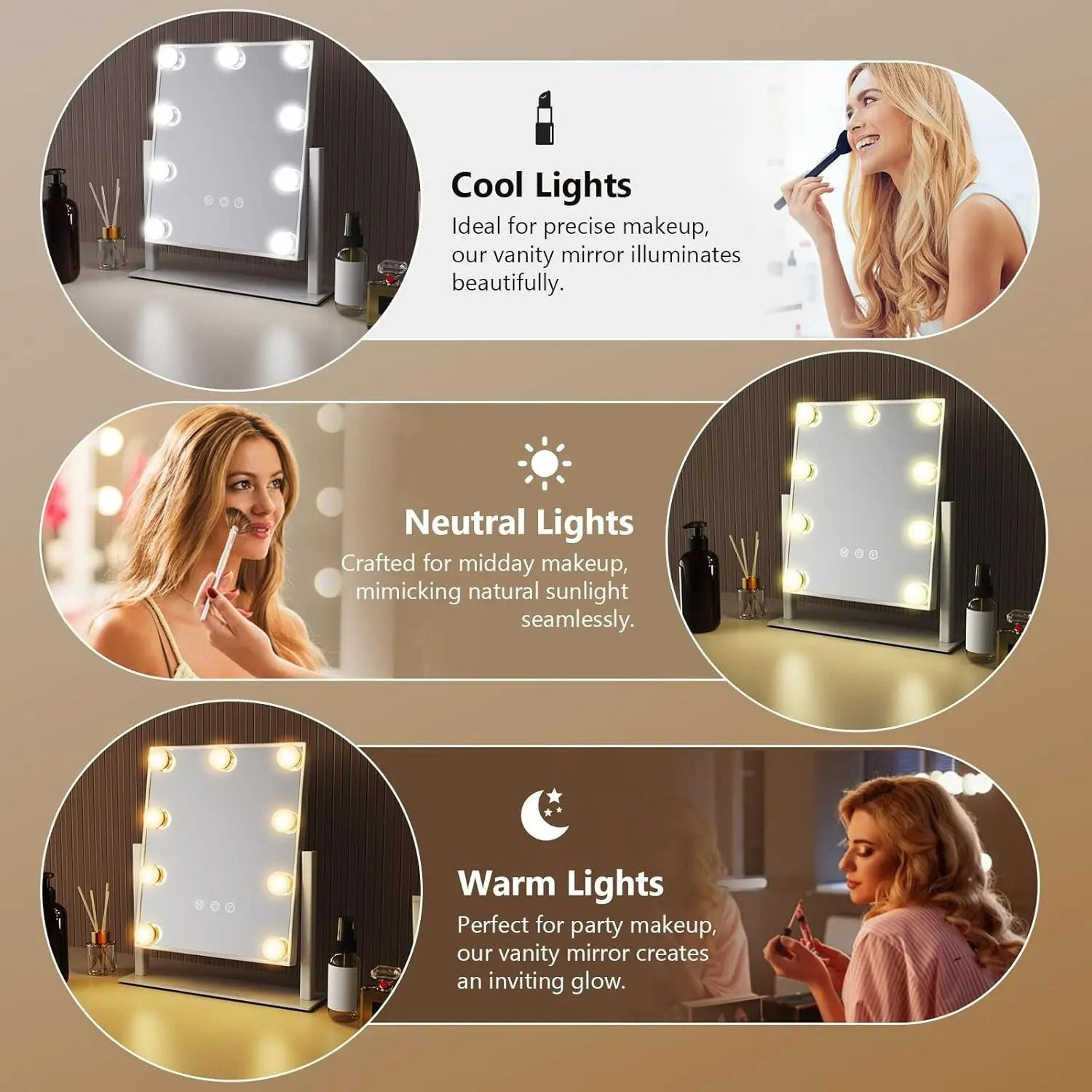 Hollywood Vanity Mirror With 9 LED Bulbs And 360 Rotation 5