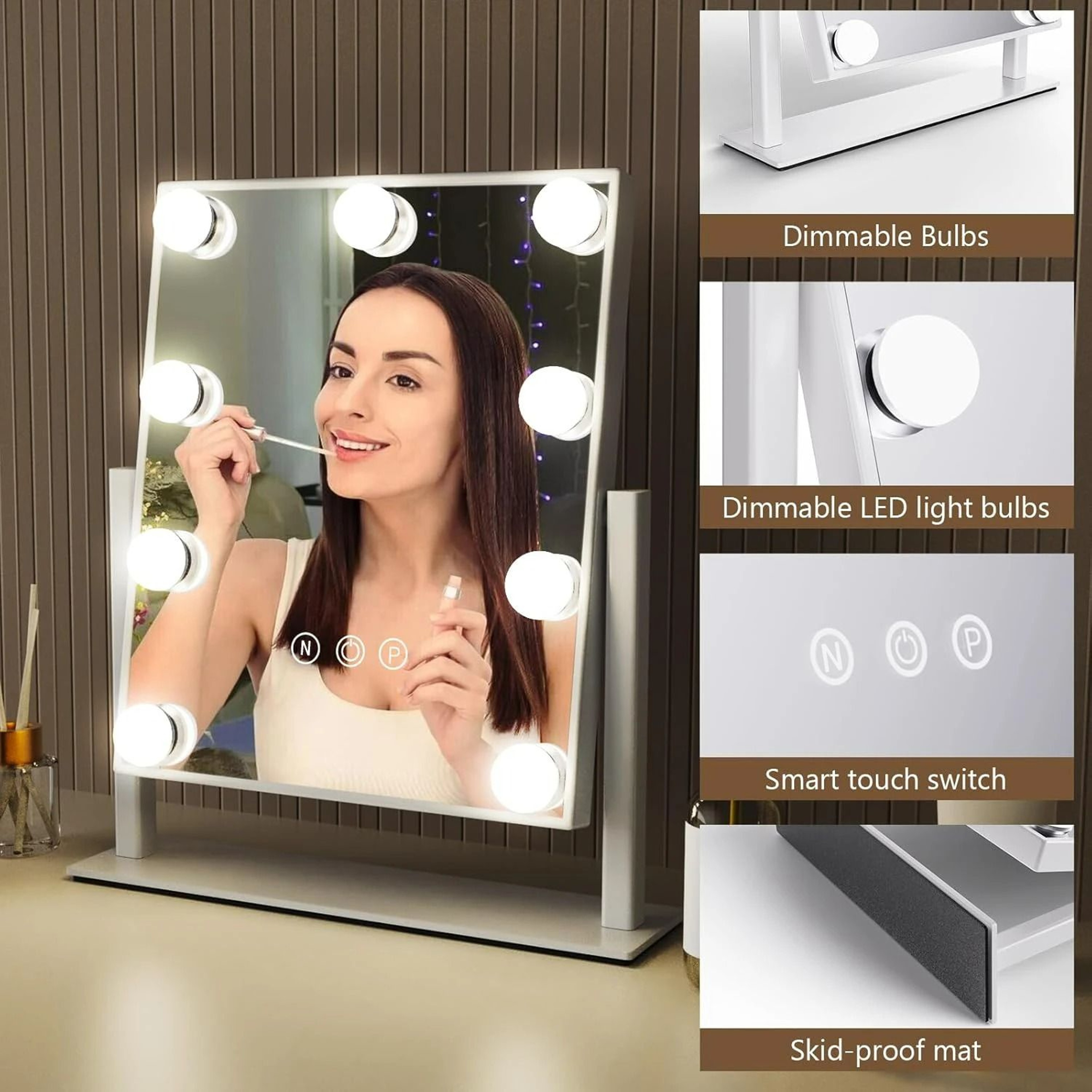 Hollywood Vanity Mirror With 9 LED Bulbs And 360 Rotation 3