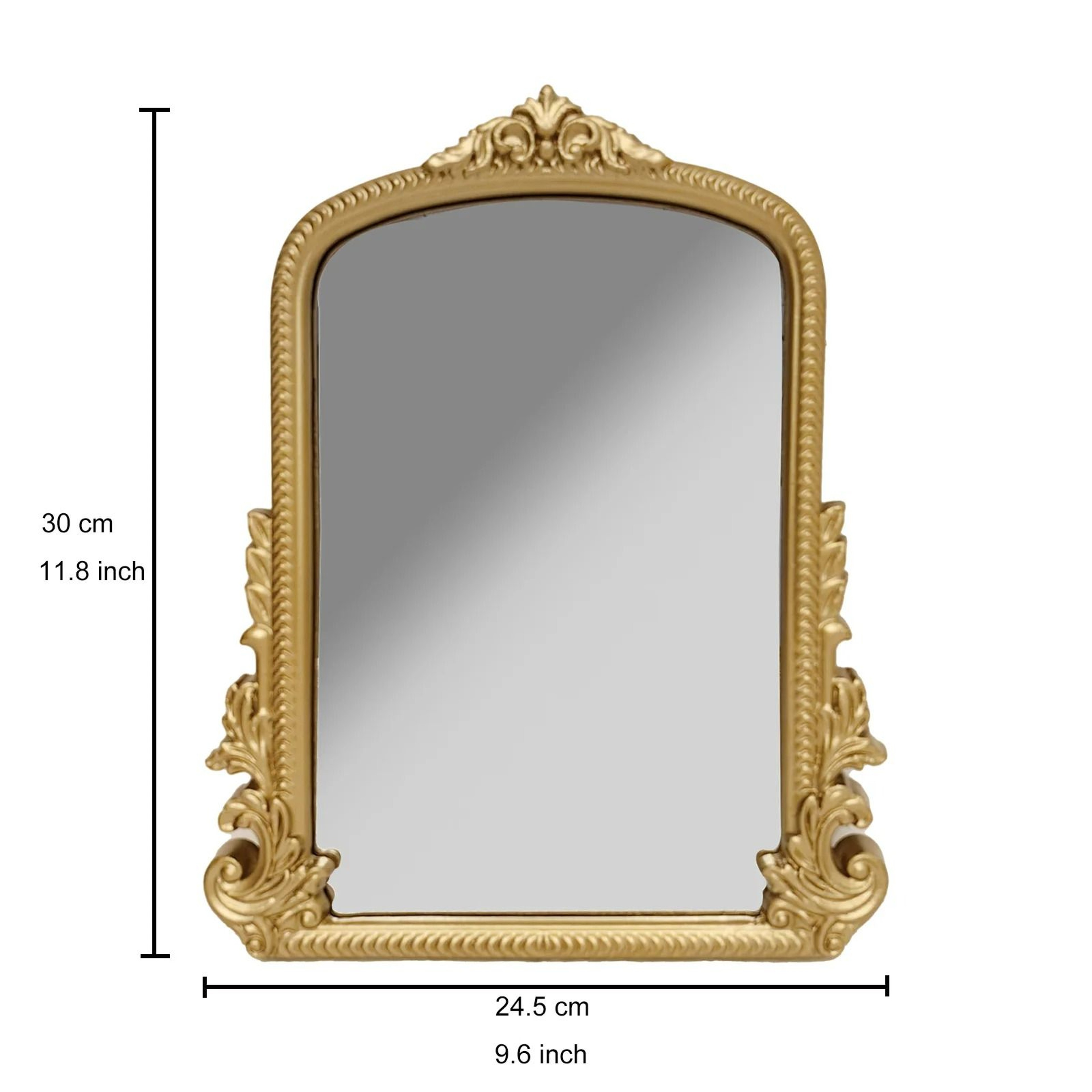Vintage Antique Gold Arch Tabletop Vanity Mirror 1