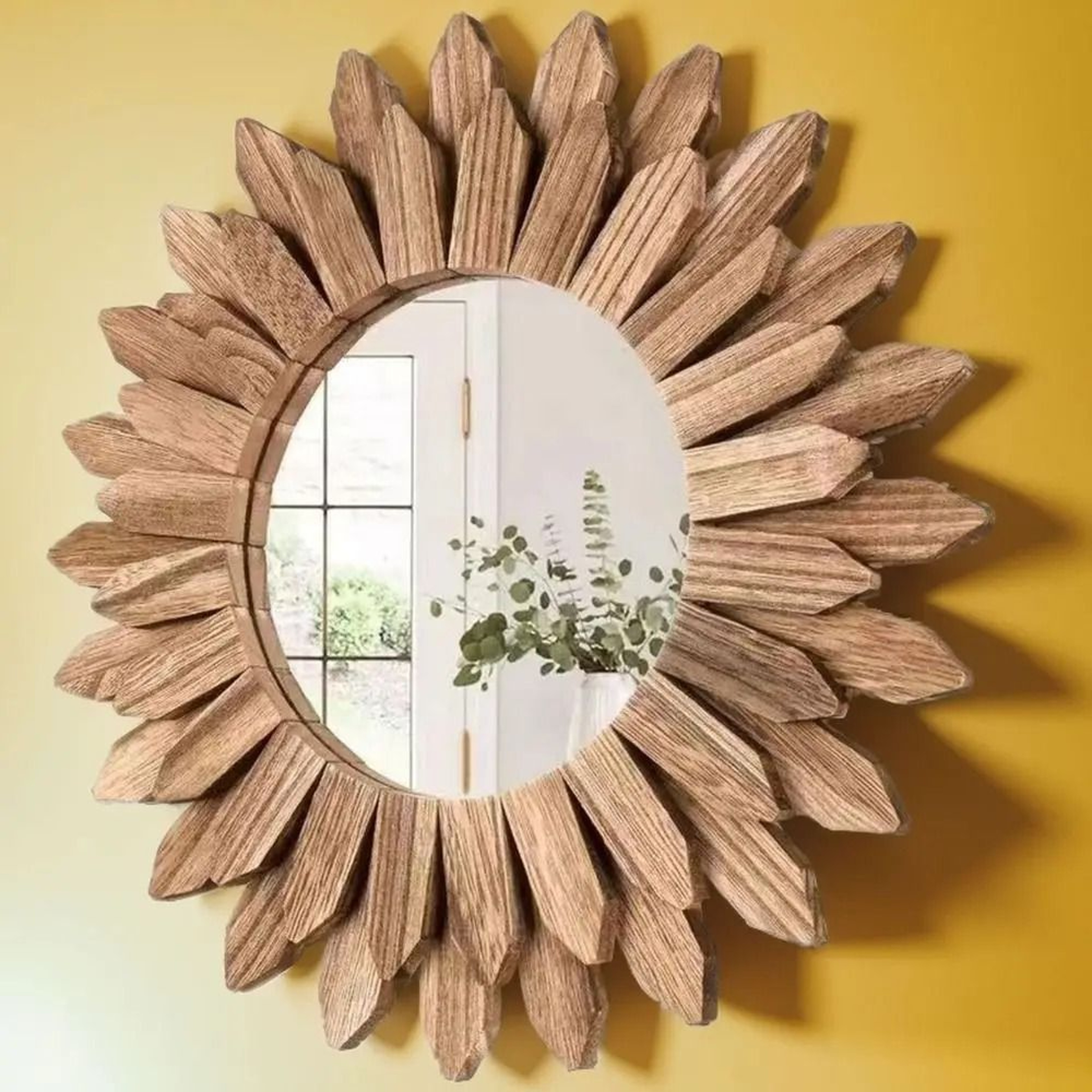 Rustic Wooden Farmhouse Decorative Wall Mirror 4