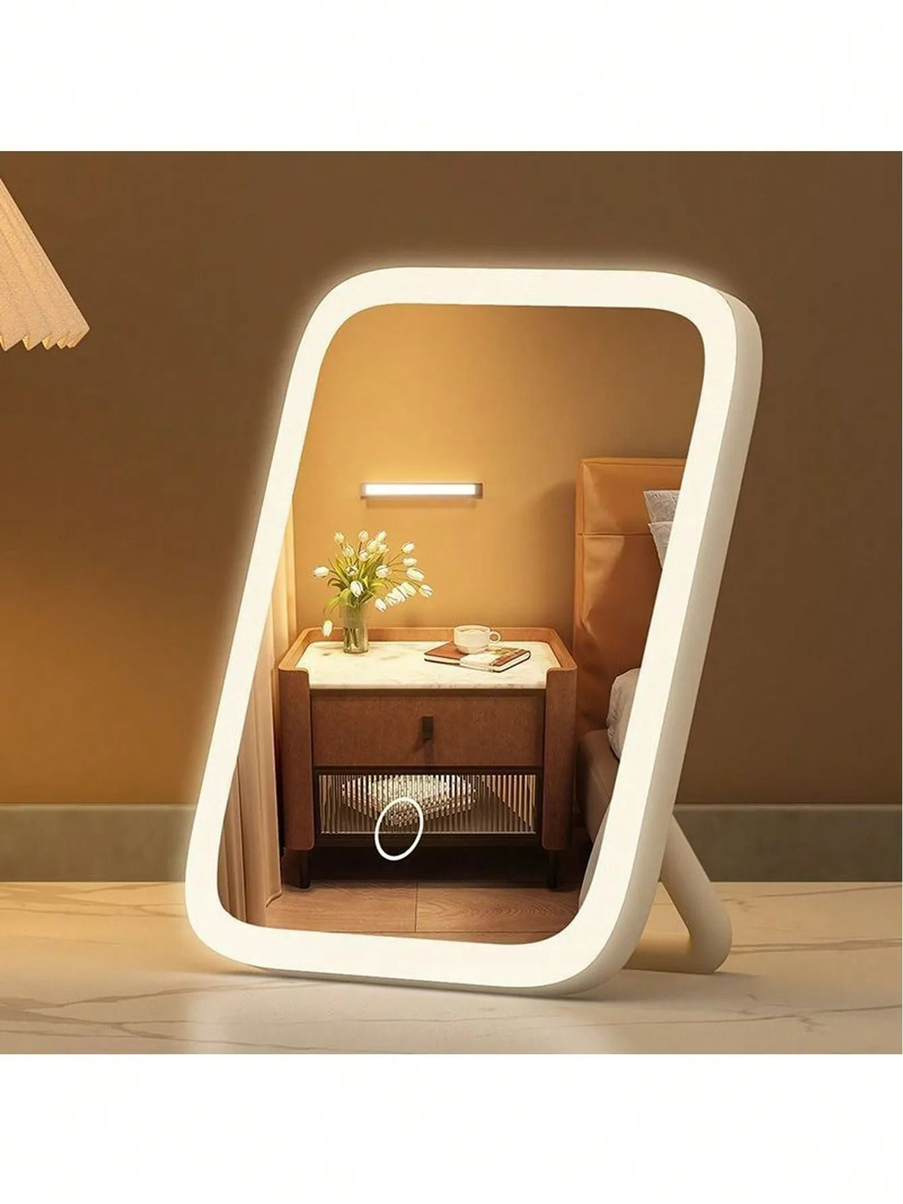 3Color LED Touch Control 360 Rotating Tabletop Vanity Mirror 5
